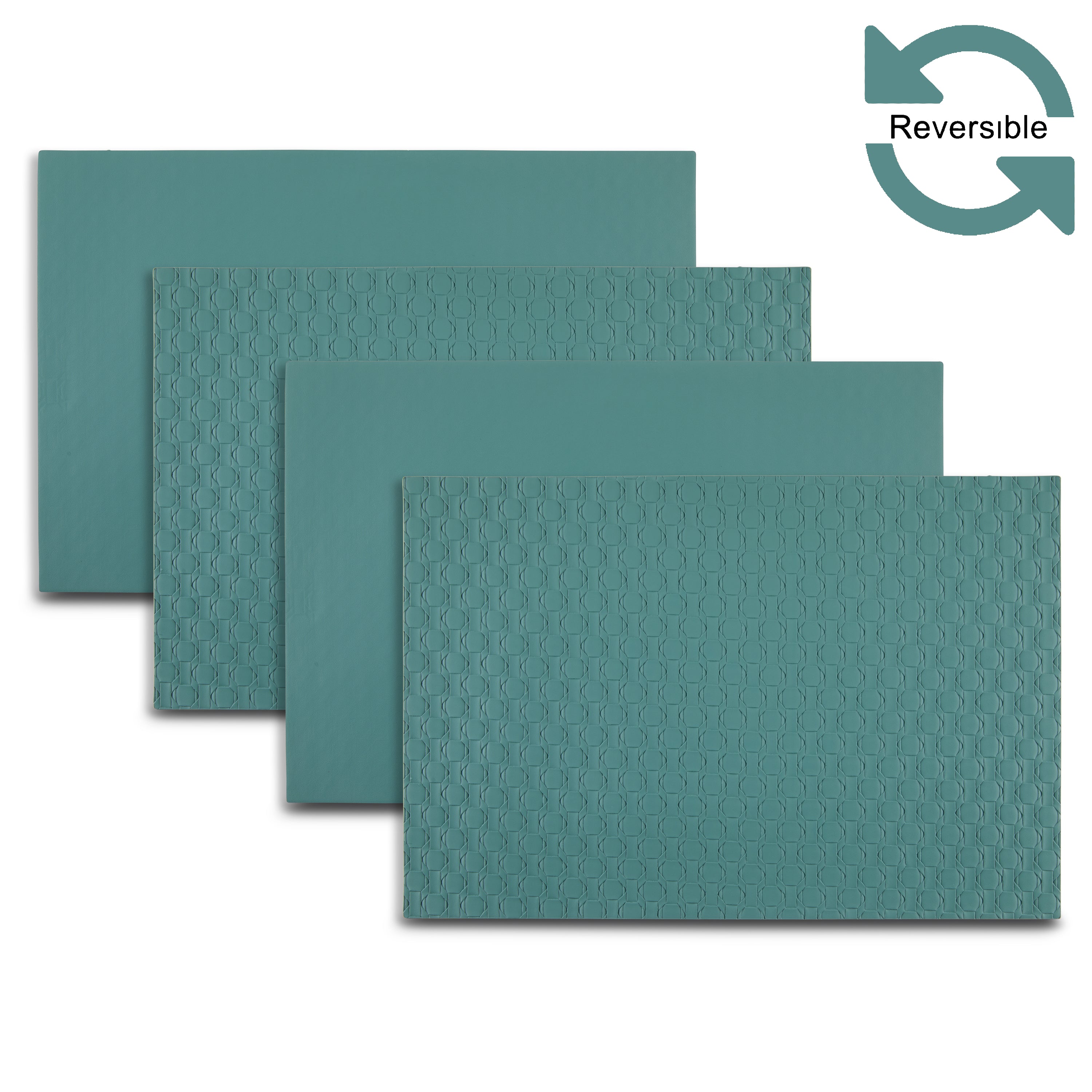 Dainty Home Stratham Premium Vegan Leather Reversible 2 Pattern 12" x 18" Rectangular Placemat Set Of 4