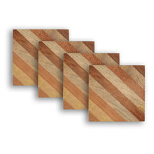 Load image into Gallery viewer, Dainty Home Wood With Stripe Designed 4" Square Coaster Set Of 4
