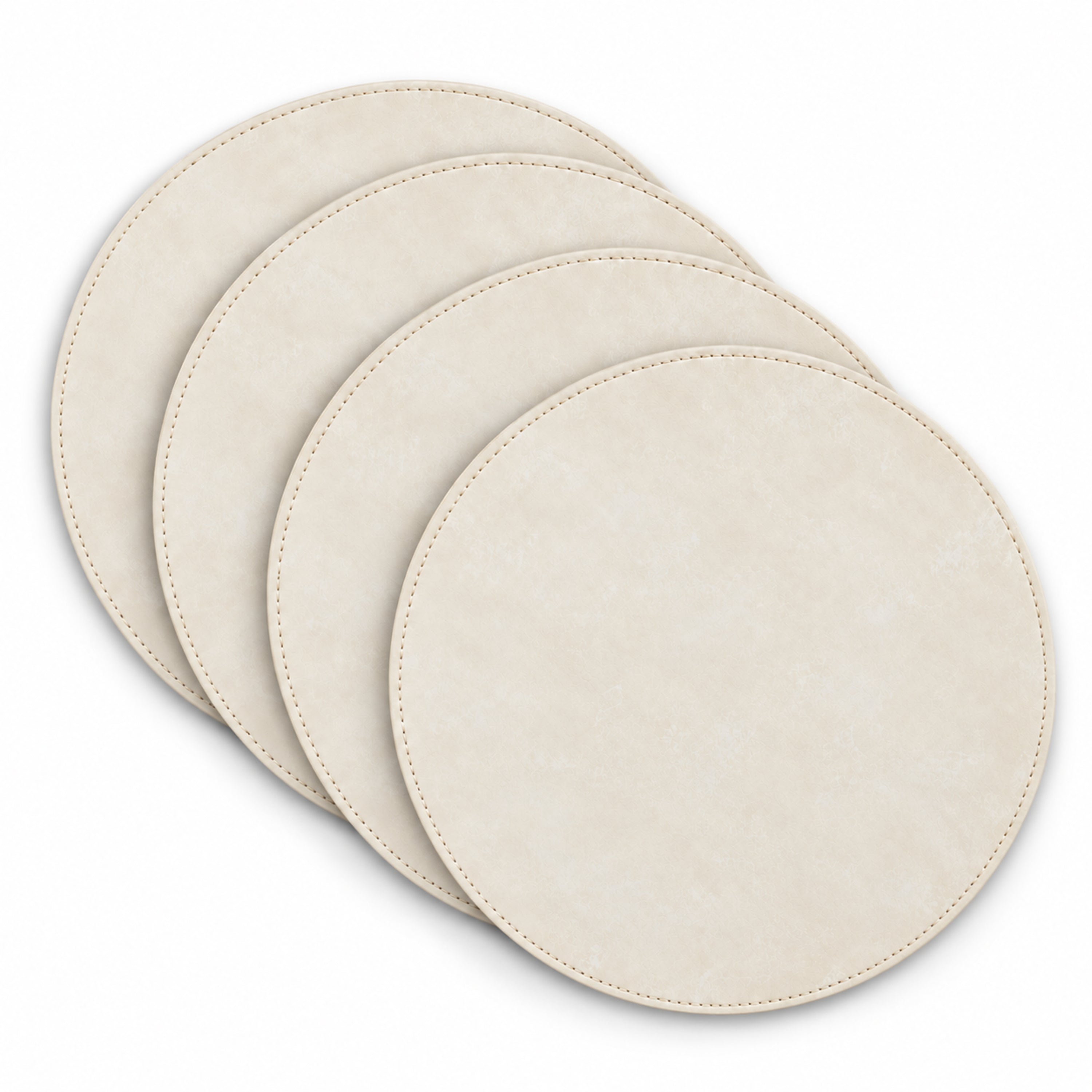 Dainty Home Suede Premium Vegan Leather Reversible 15" Round Placemat Set Of 4
