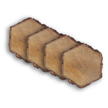 Load image into Gallery viewer, Dainty Home Wood With Tree Bark Designed 4" Hexagon Coaster Set Of 4
