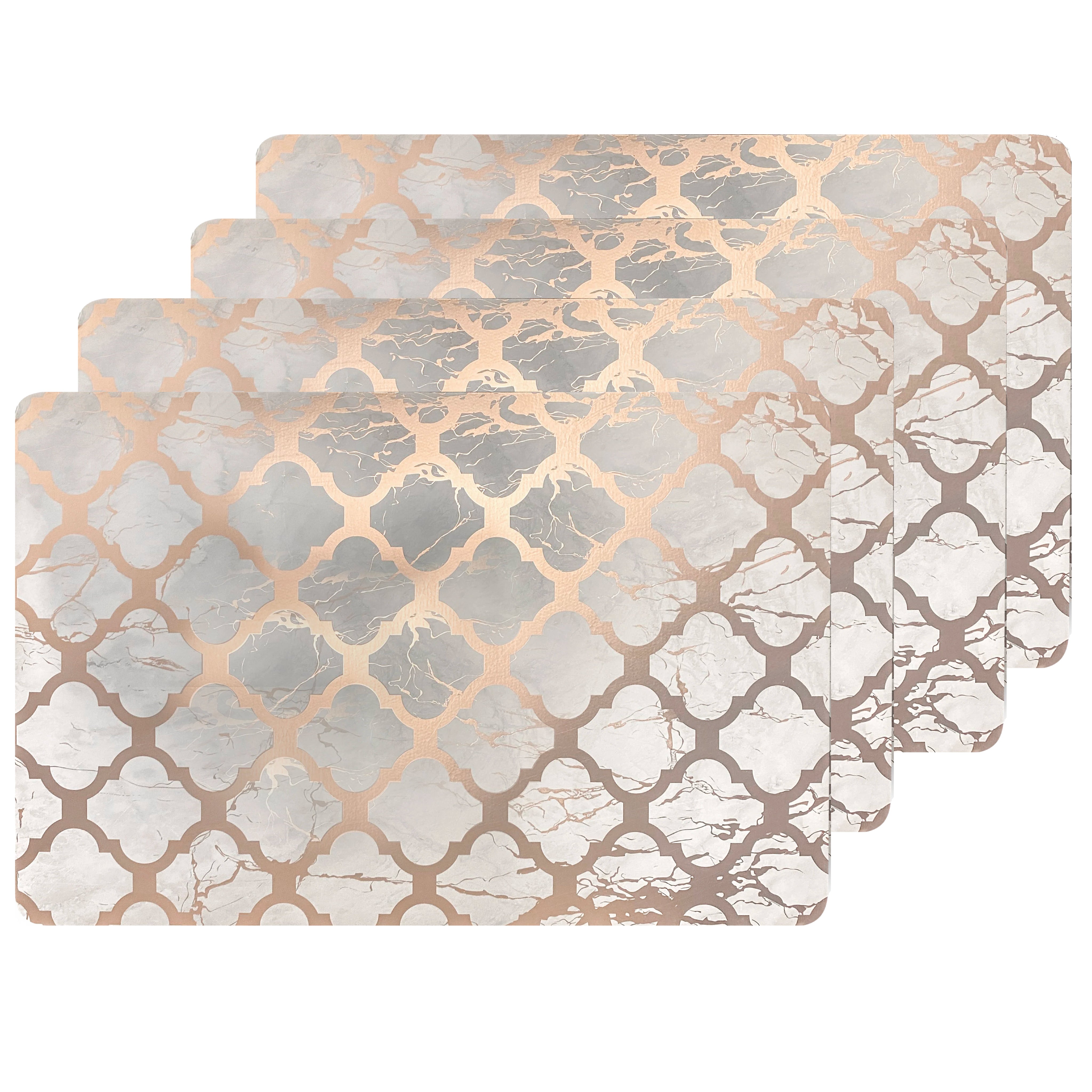 Dainty Home Marble Cork Foil Printed Marble Granite Designed Thick Cork Textured 12" x 18" Rectangular Placemats