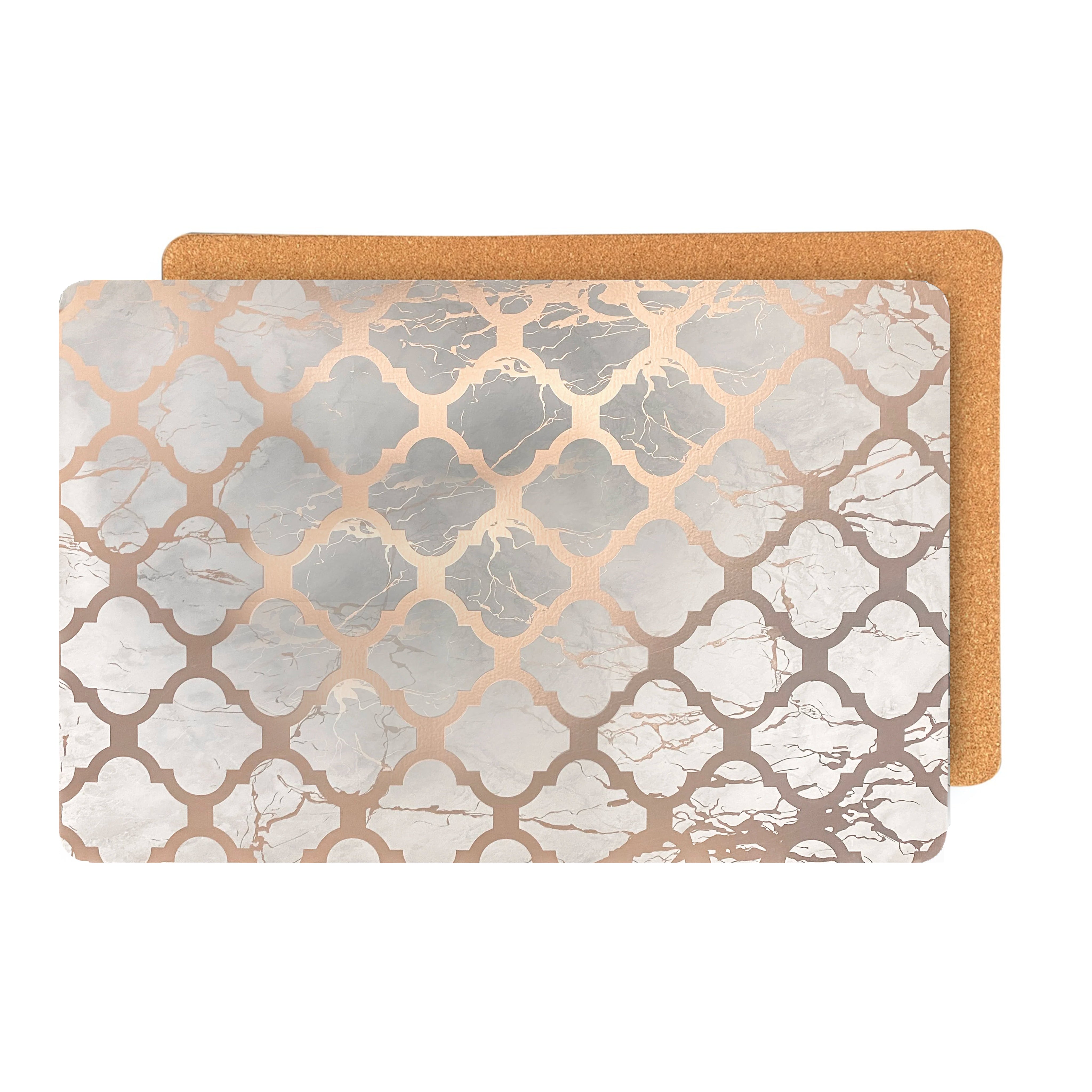 Dainty Home Marble Cork Foil Printed Marble Granite Designed Thick Cork Textured 12" x 18" Rectangular Placemats