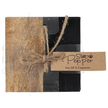 Load image into Gallery viewer, Dainty Home Wood And Resin Designed 4" Square Coaster Set Of 4
