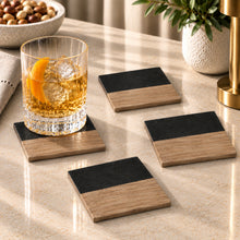 Load image into Gallery viewer, Dainty Home Wood And Resin Designed 4" Square Coaster Set Of 4
