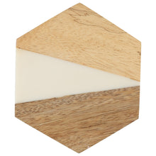 Load image into Gallery viewer, Dainty Home Wood And Resin Designed 4" Hexagon Coaster Set Of 4
