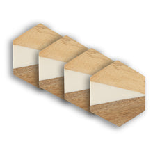 Load image into Gallery viewer, Dainty Home Wood And Resin Designed 4" Hexagon Coaster Set Of 4
