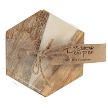 Load image into Gallery viewer, Dainty Home Wood And Resin Designed 4" Hexagon Coaster Set Of 4
