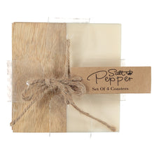 Load image into Gallery viewer, Dainty Home Wood And Resin Designed 4" Square Coaster Set Of 4
