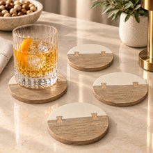 Load image into Gallery viewer, Dainty Home Wood And Resin Designed 4" Round Coaster Set Of 4
