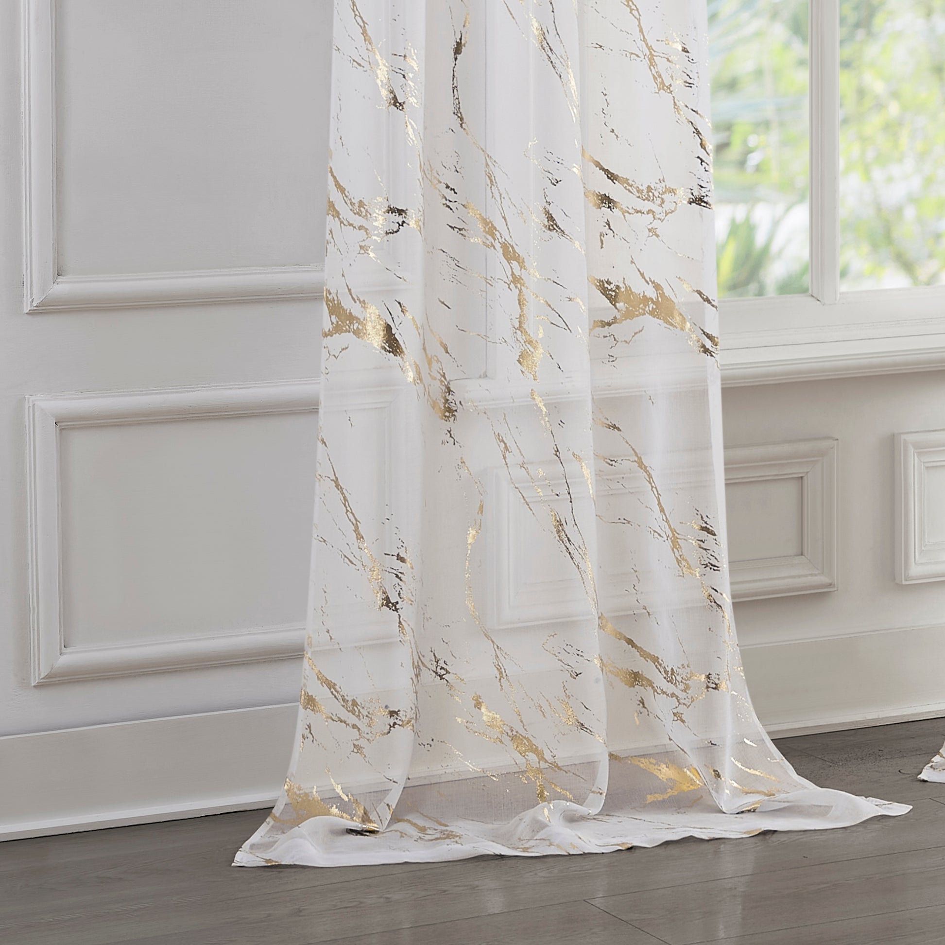 Dainty Home Chloe Linen Textured Metallic Light Filtering Grommet Curtain Panel Pair