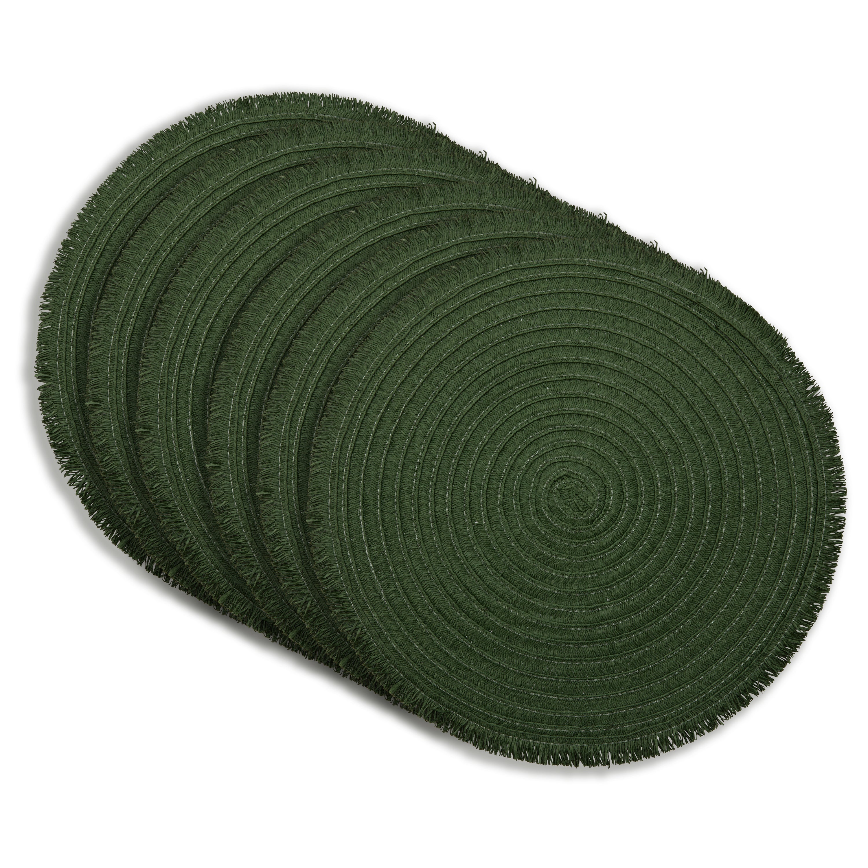 Dainty Home Antigua 15" Round Woven Placemats Set of 6 - Durable, Reversible & Non-Slip Table Mats