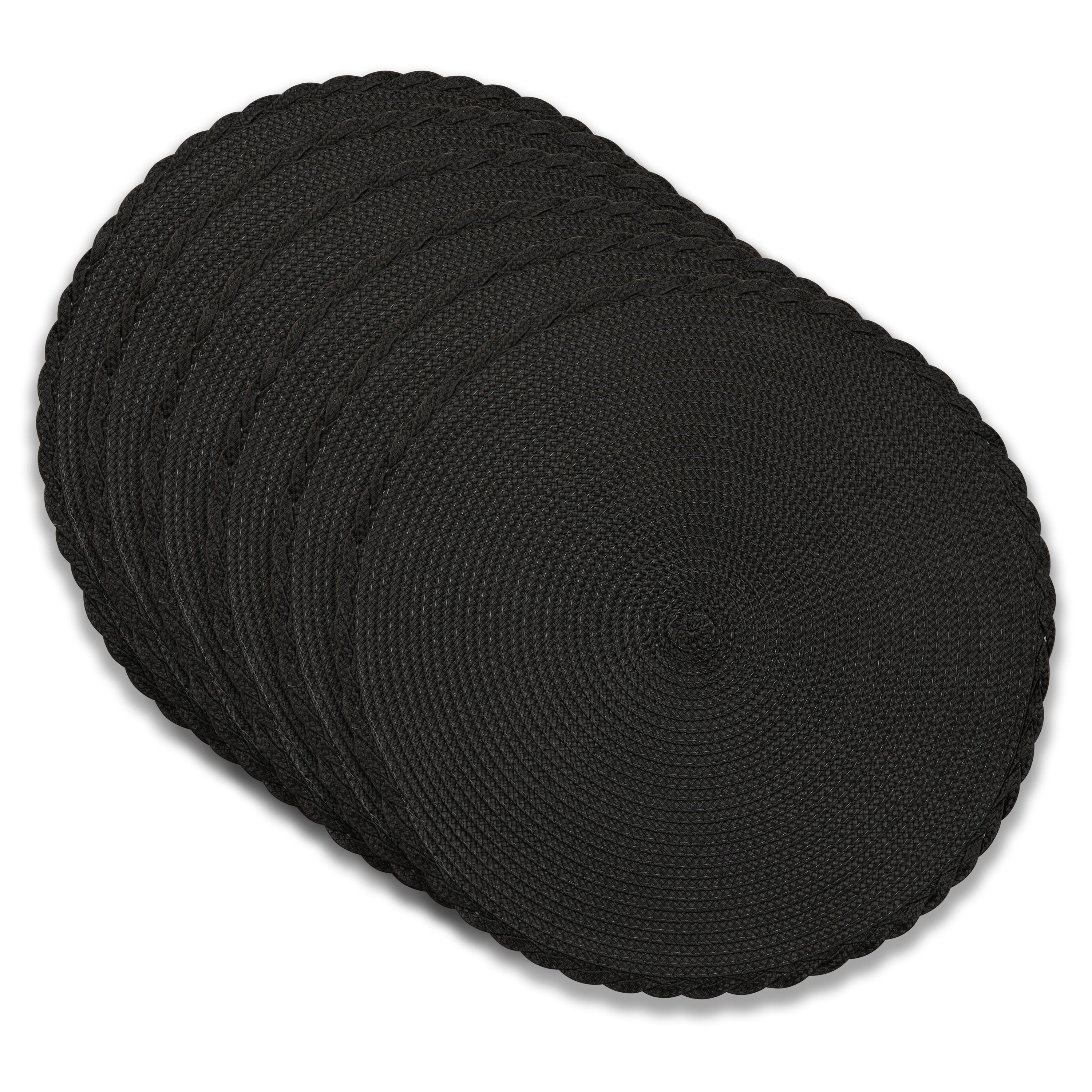 Dainty Home Braided 15" Round Woven Placemats Set of 6 - Durable, Reversible & Non-Slip Table Mats