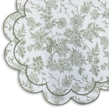 Load image into Gallery viewer, Dainty Home Botanical Bliss Vinyl Round Placemat Set of 6, Waterproof Easy Clean Scalloped Placemats
