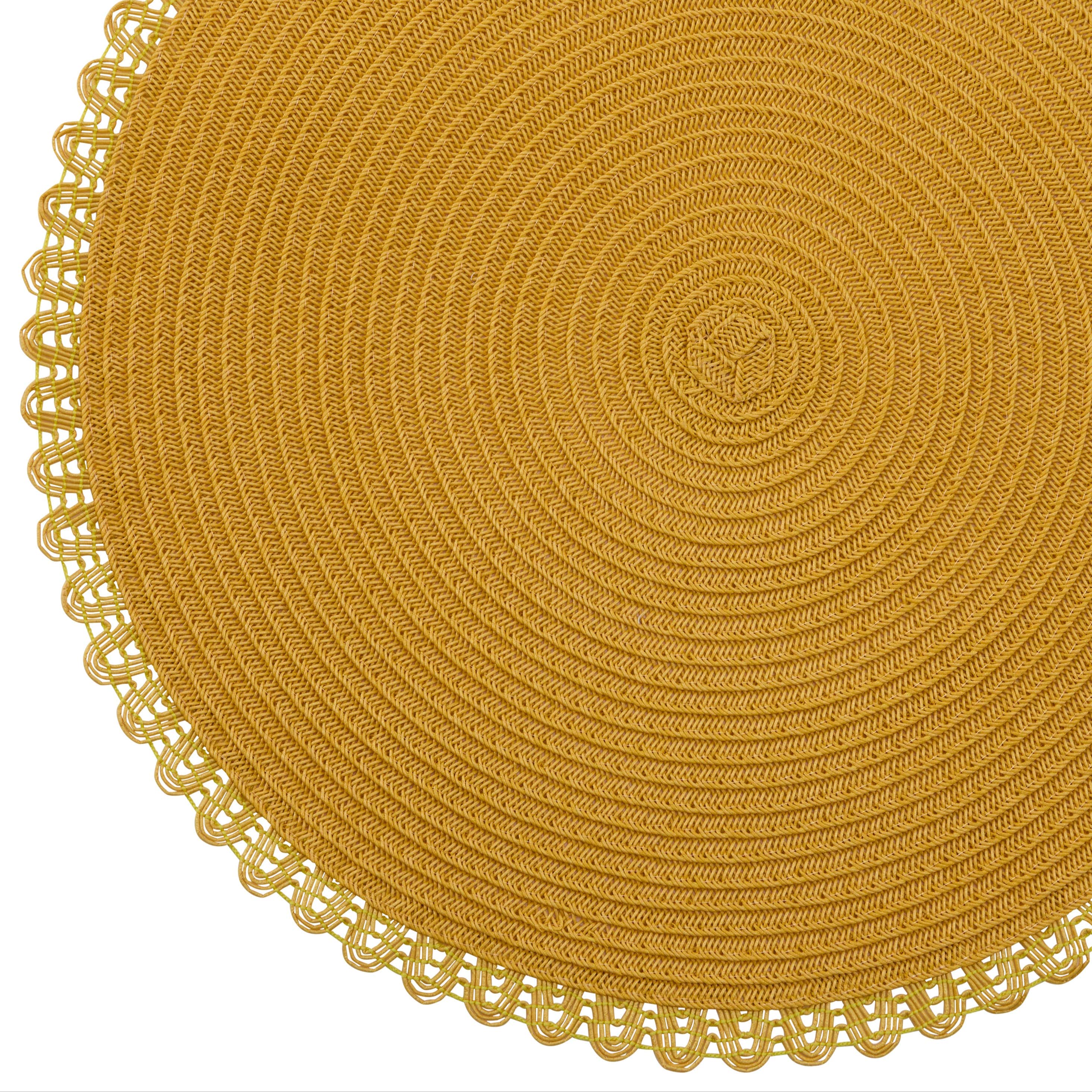 Dainty Home Chantilly 15" Round Woven Placemats Set of 6 - Durable, Reversible & Non-Slip Table Mats