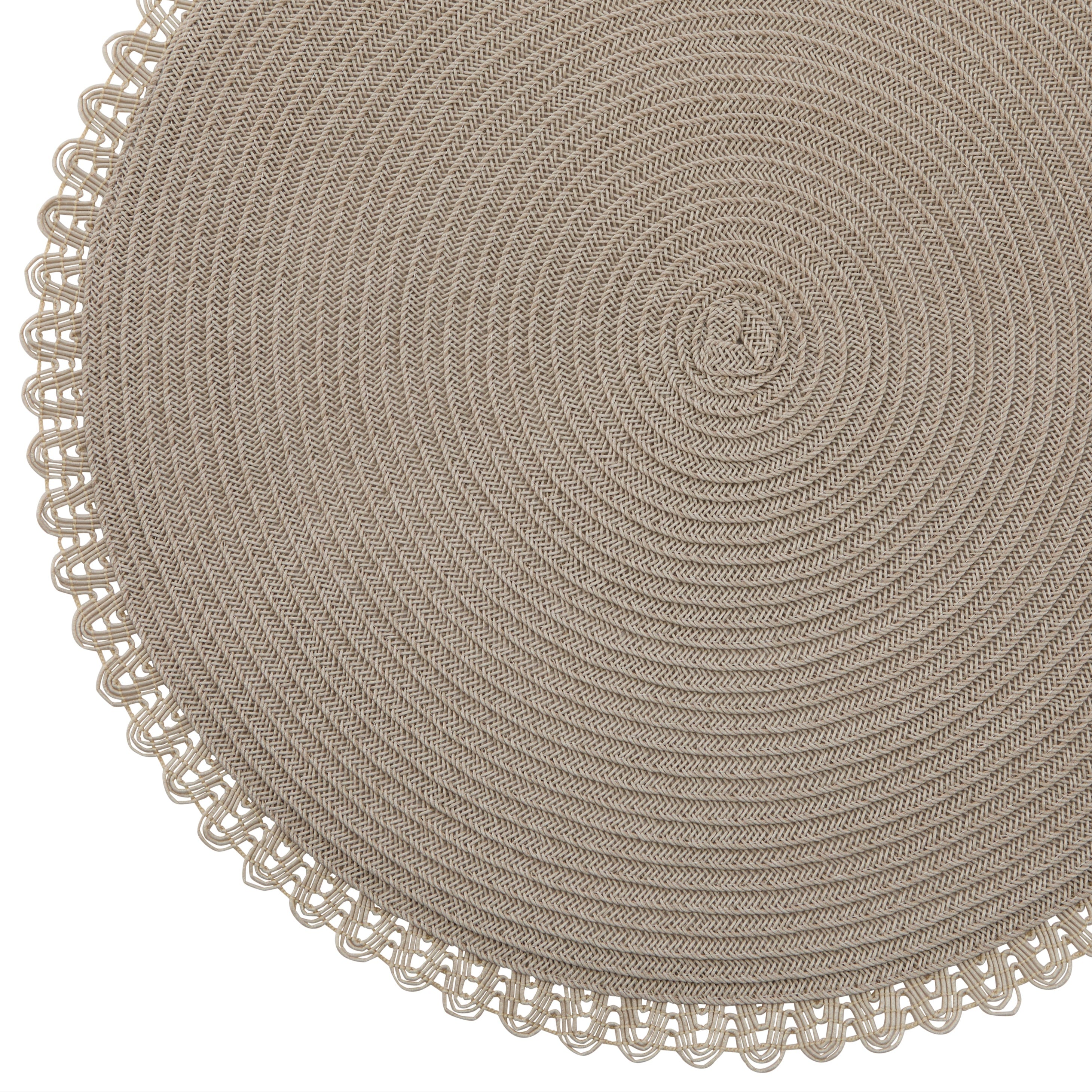 Dainty Home Chantilly 15" Round Woven Placemats Set of 6 - Durable, Reversible & Non-Slip Table Mats