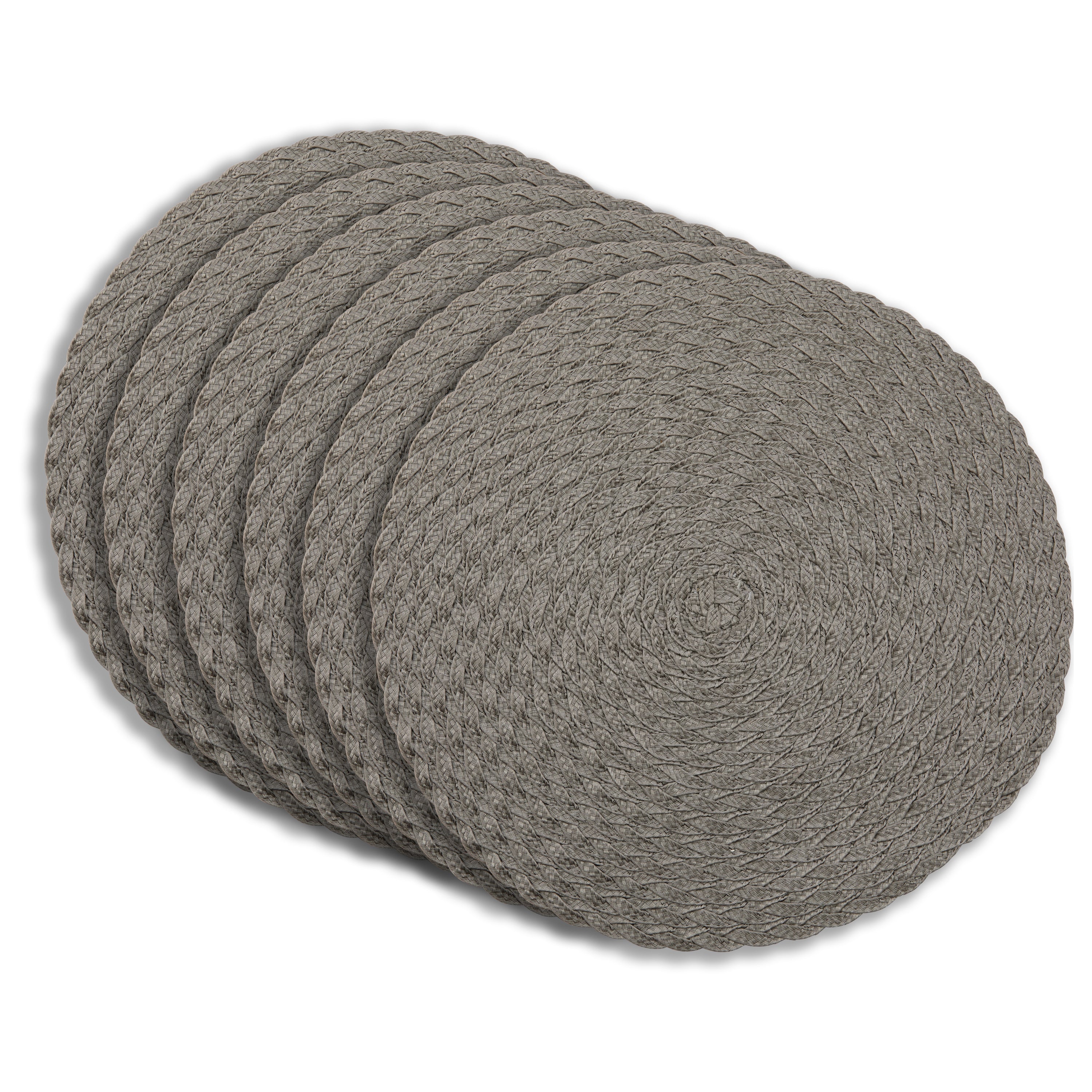 Dainty Home Classic 15" Round Woven Placemats Set of 6 - Durable, Reversible & Non-Slip Table Mats