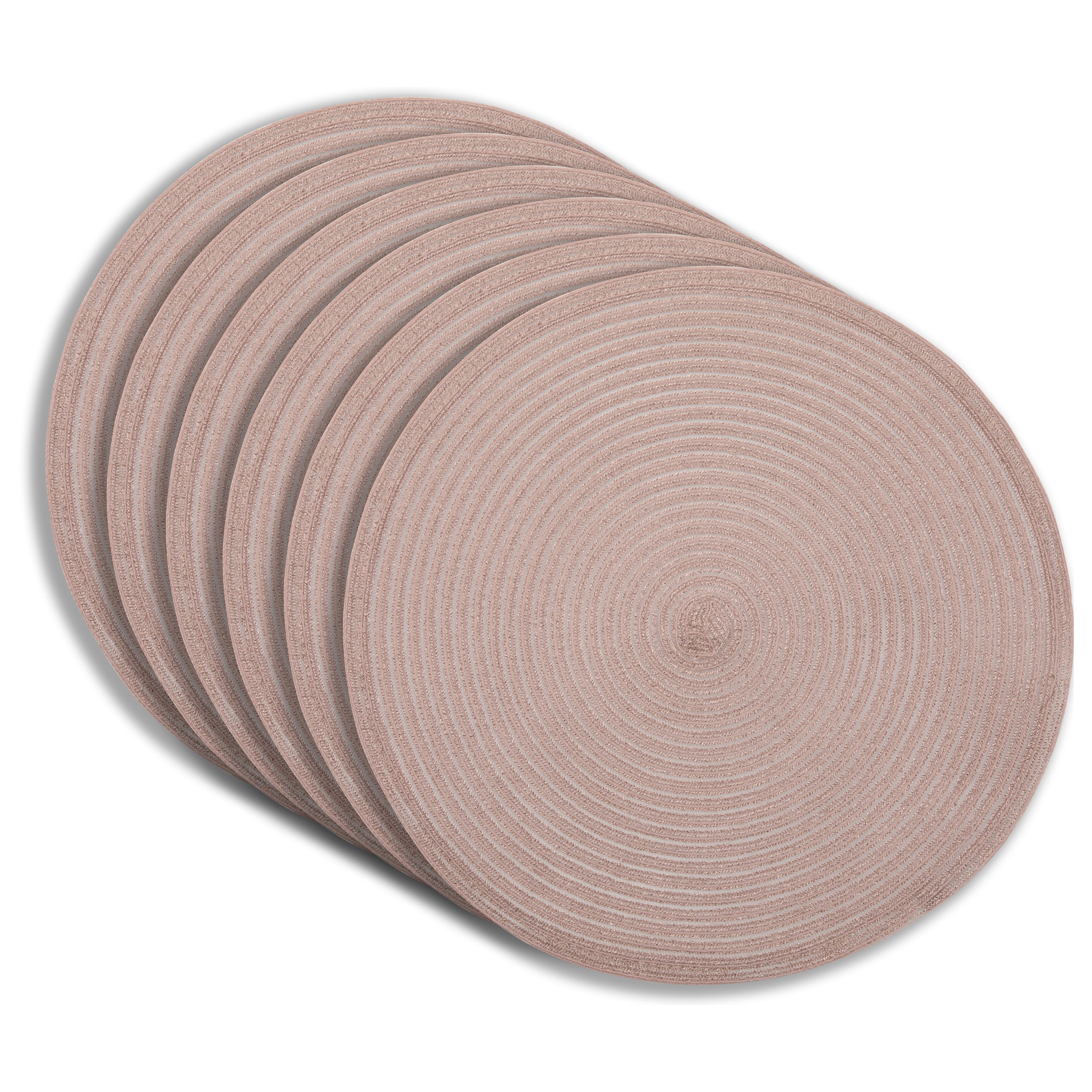 Dainty Home Lurex 15" Round Woven Placemats Set of 6 - Durable, Reversible & Non-Slip Table Mats