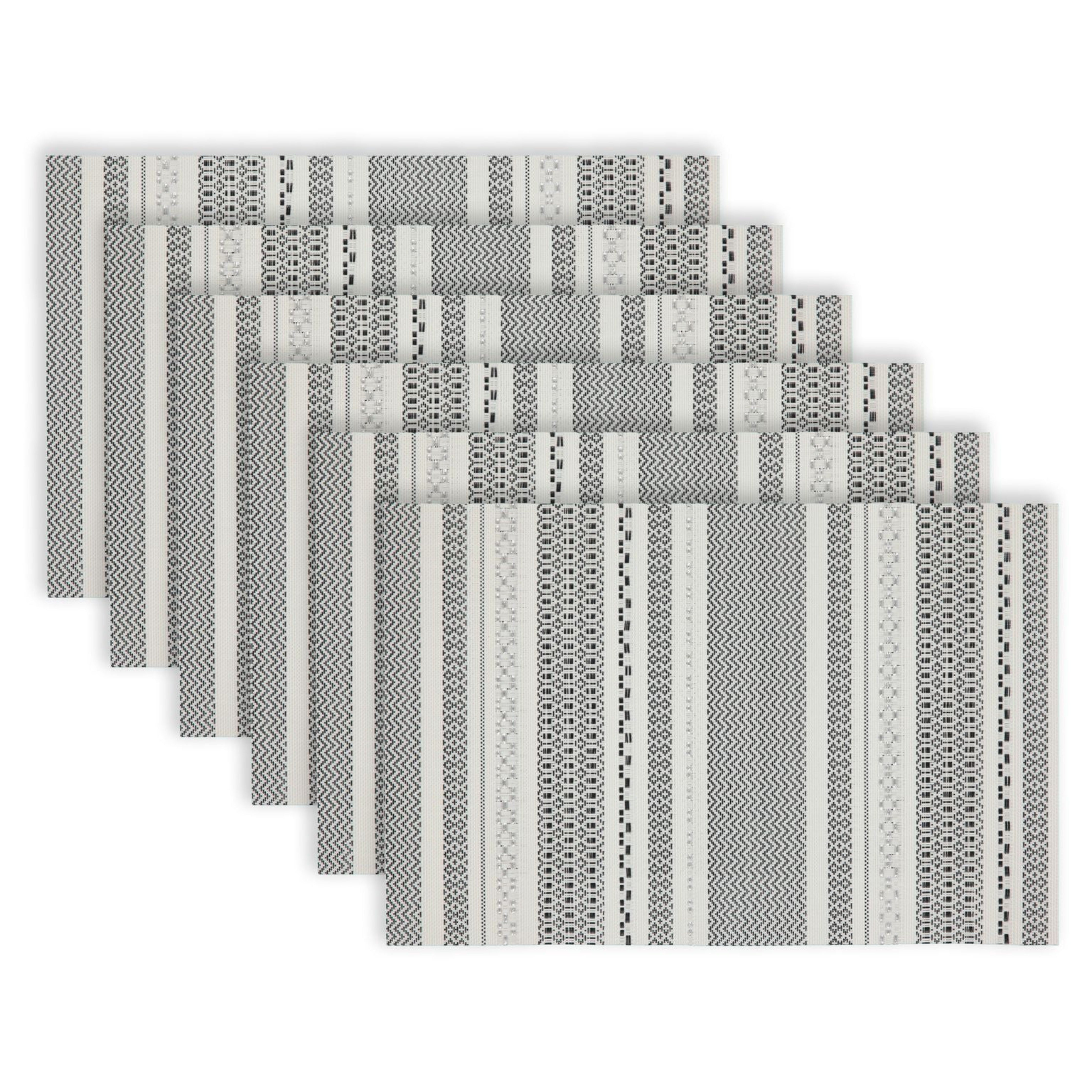 Dainty Home Maya Woven Texteline Textured Design Reversible 12" x 18" Rectangular Placemats Set of 6