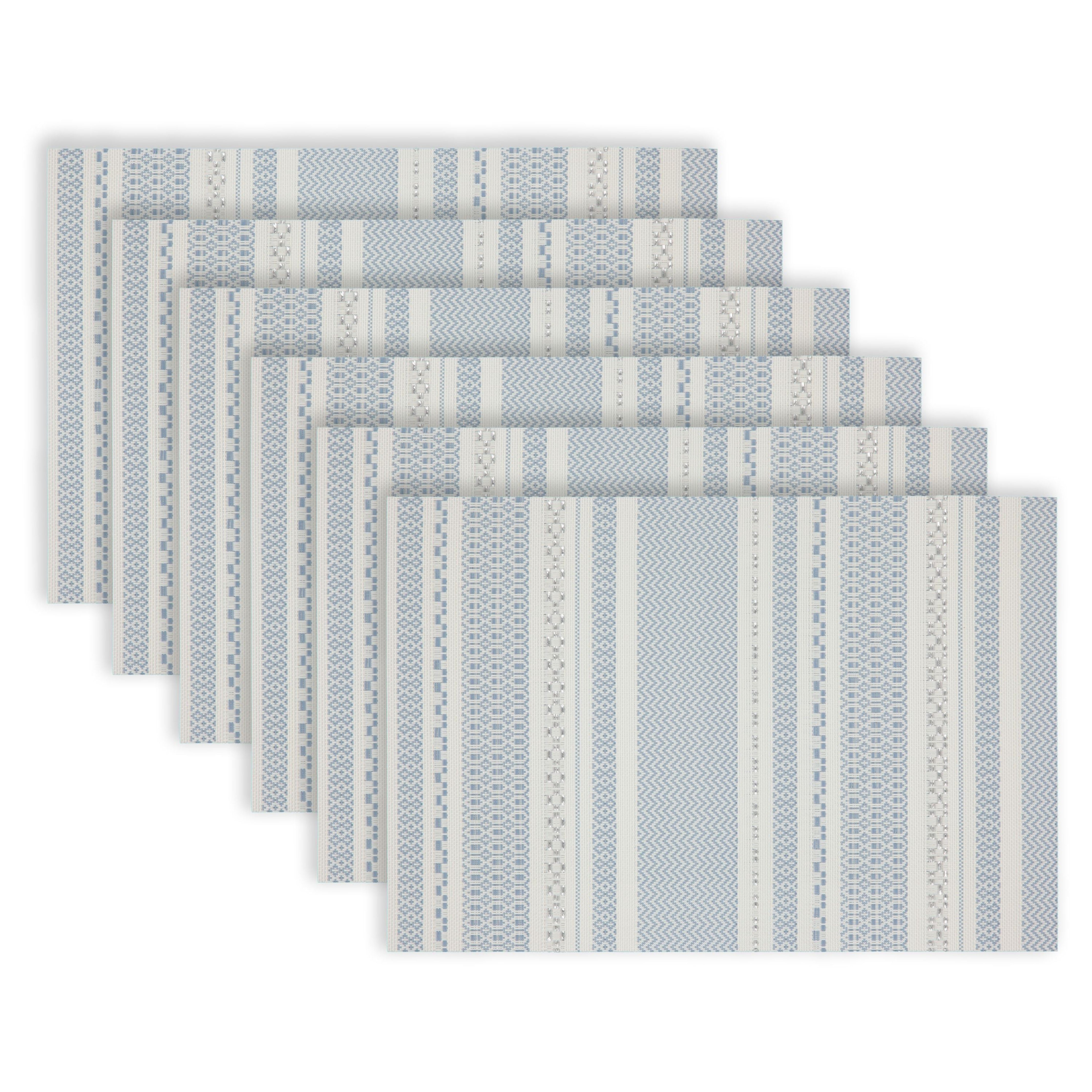Dainty Home Maya Woven Texteline Textured Design Reversible 12" x 18" Rectangular Placemats Set of 6