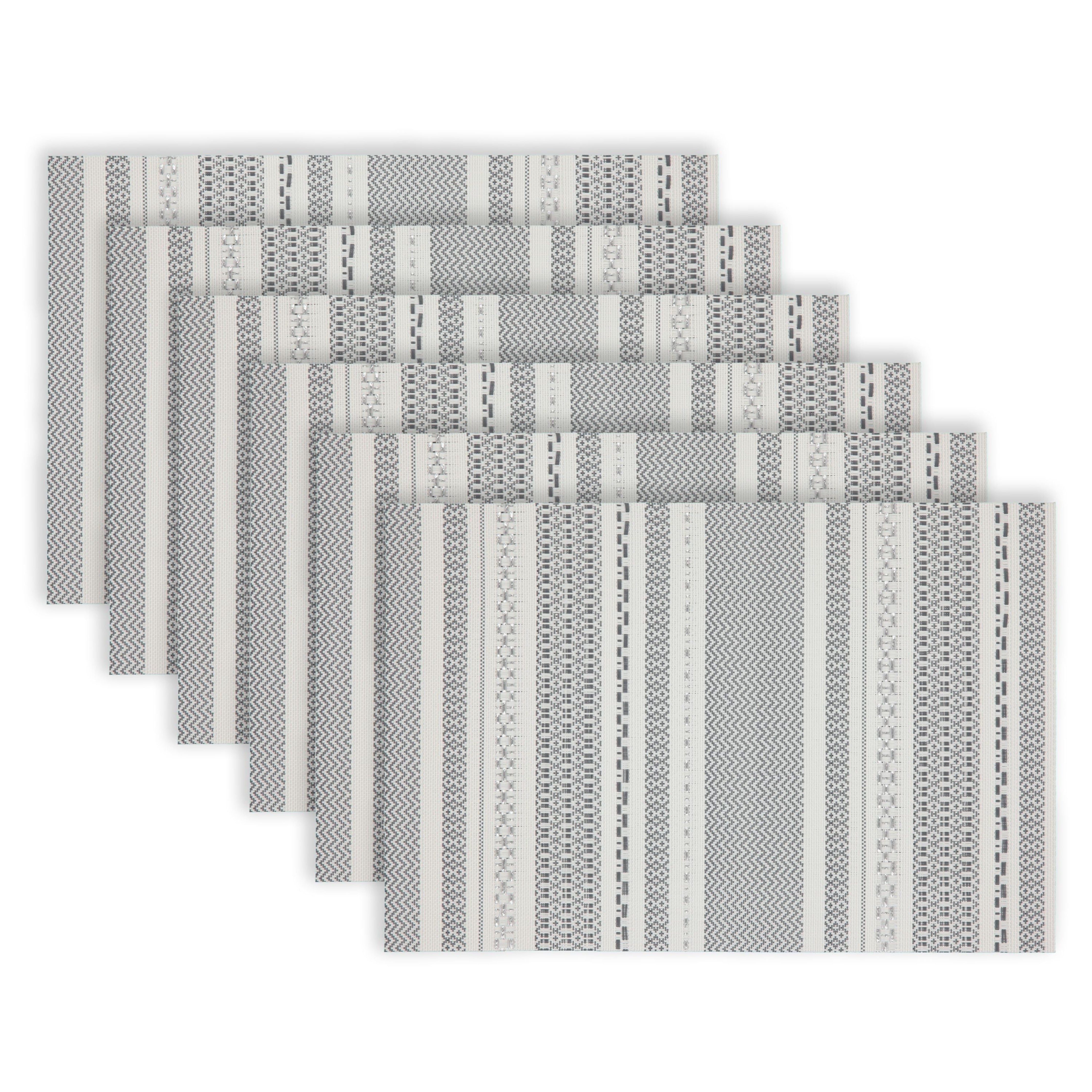 Dainty Home Maya Woven Texteline Textured Design Reversible 12" x 18" Rectangular Placemats Set of 6