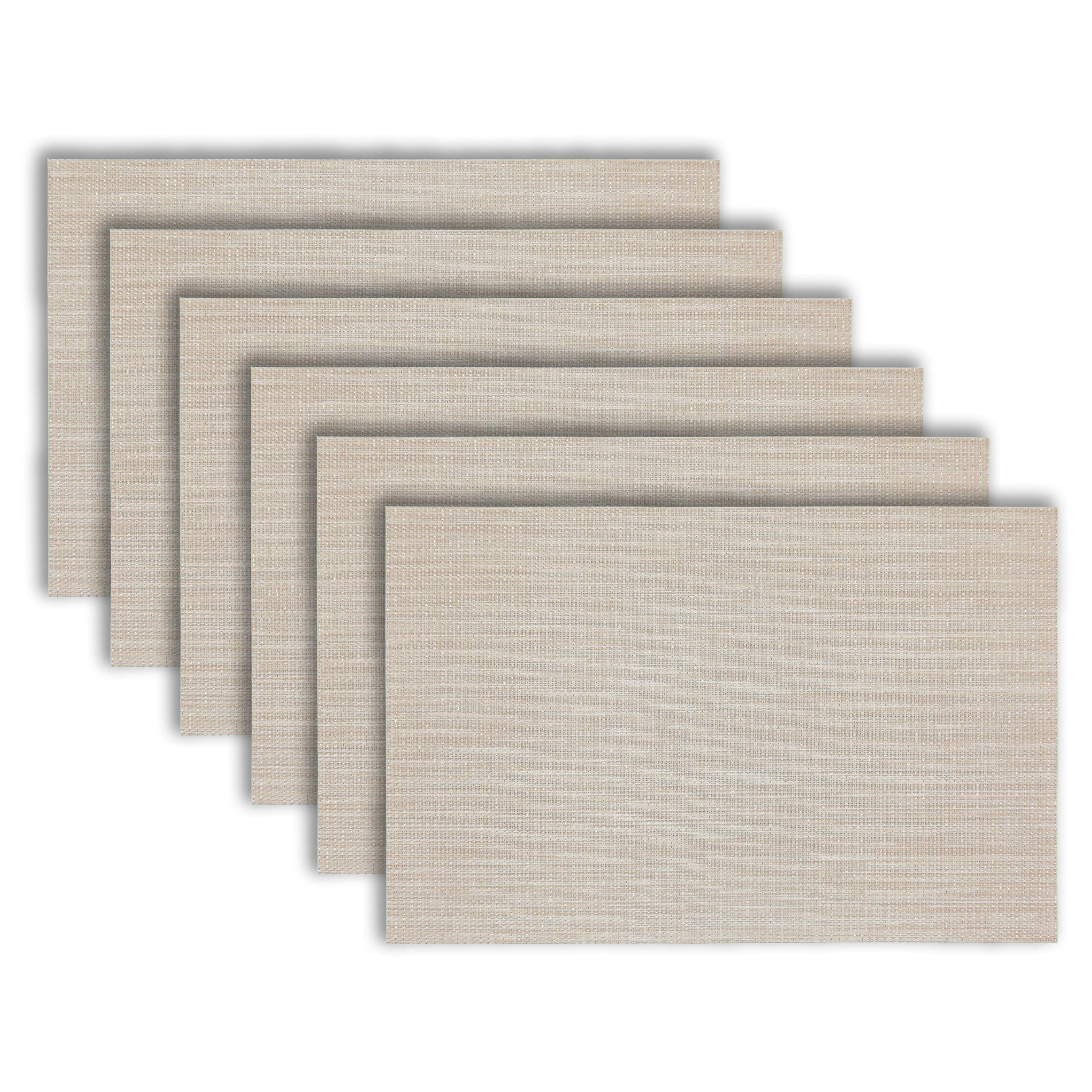 Dainty Home Natural Shimmer Woven Lurex Textilene Crossweave With Embedded Lurex Reversible 13" x 19" Rectangular Placemats