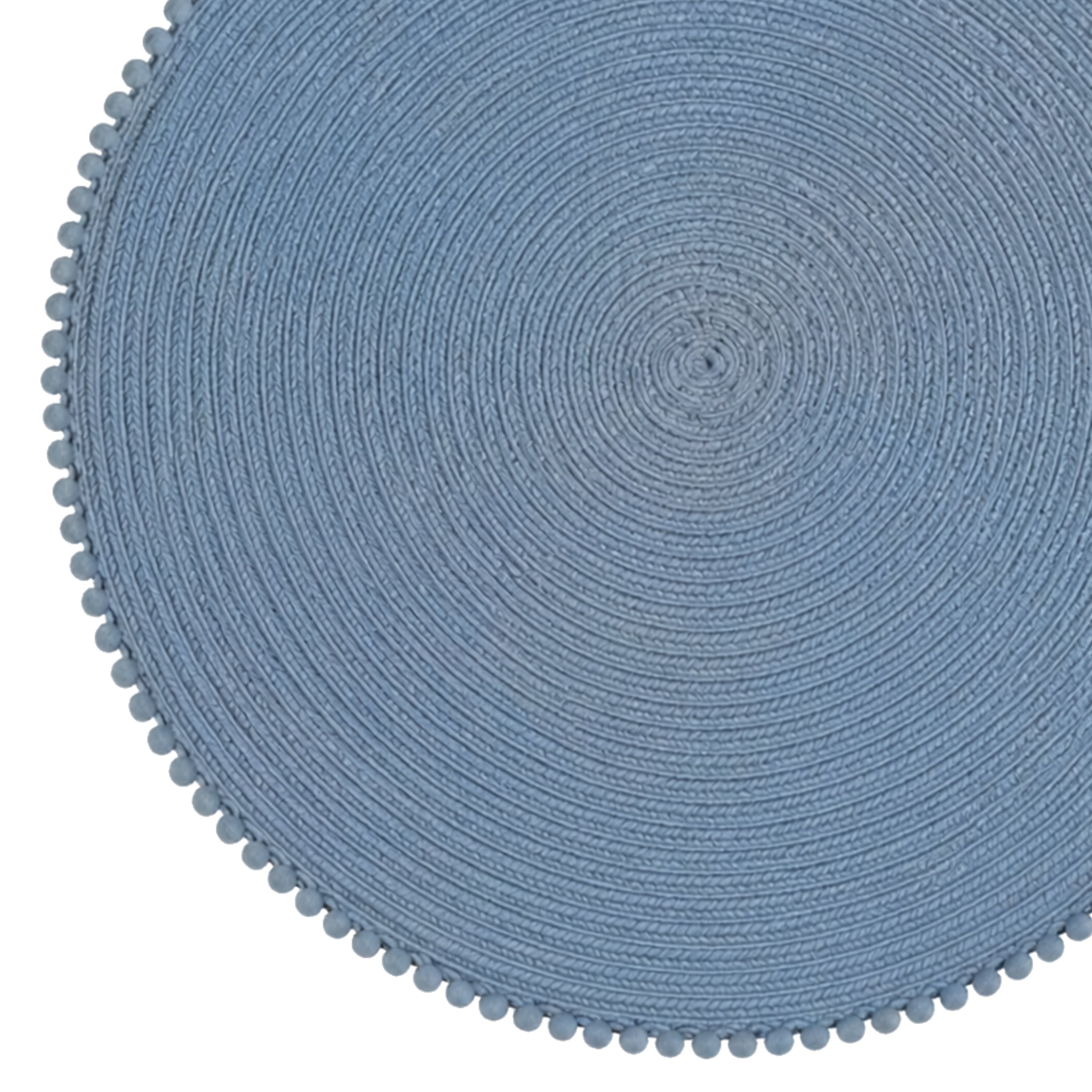 Dainty Home Pom Pom 15" Round Woven Placemats Set of 6 - Durable, Reversible & Non-Slip Table Mats