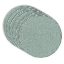 Load image into Gallery viewer, Dainty Home Pom Pom 15" Round Woven Placemats Set of 6 - Durable, Reversible &amp; Non-Slip Table Mats
