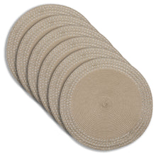 Load image into Gallery viewer, Dainty Home Sparkles 15" Round Woven Placemats Set of 6 - Durable, Reversible &amp; Non-Slip Table Mats
