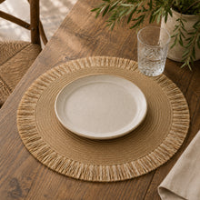 Load image into Gallery viewer, Dainty Home Tahiti 15" Round Natural Jute and Woven Paper Placemats Set of 6 - Durable Table Mats
