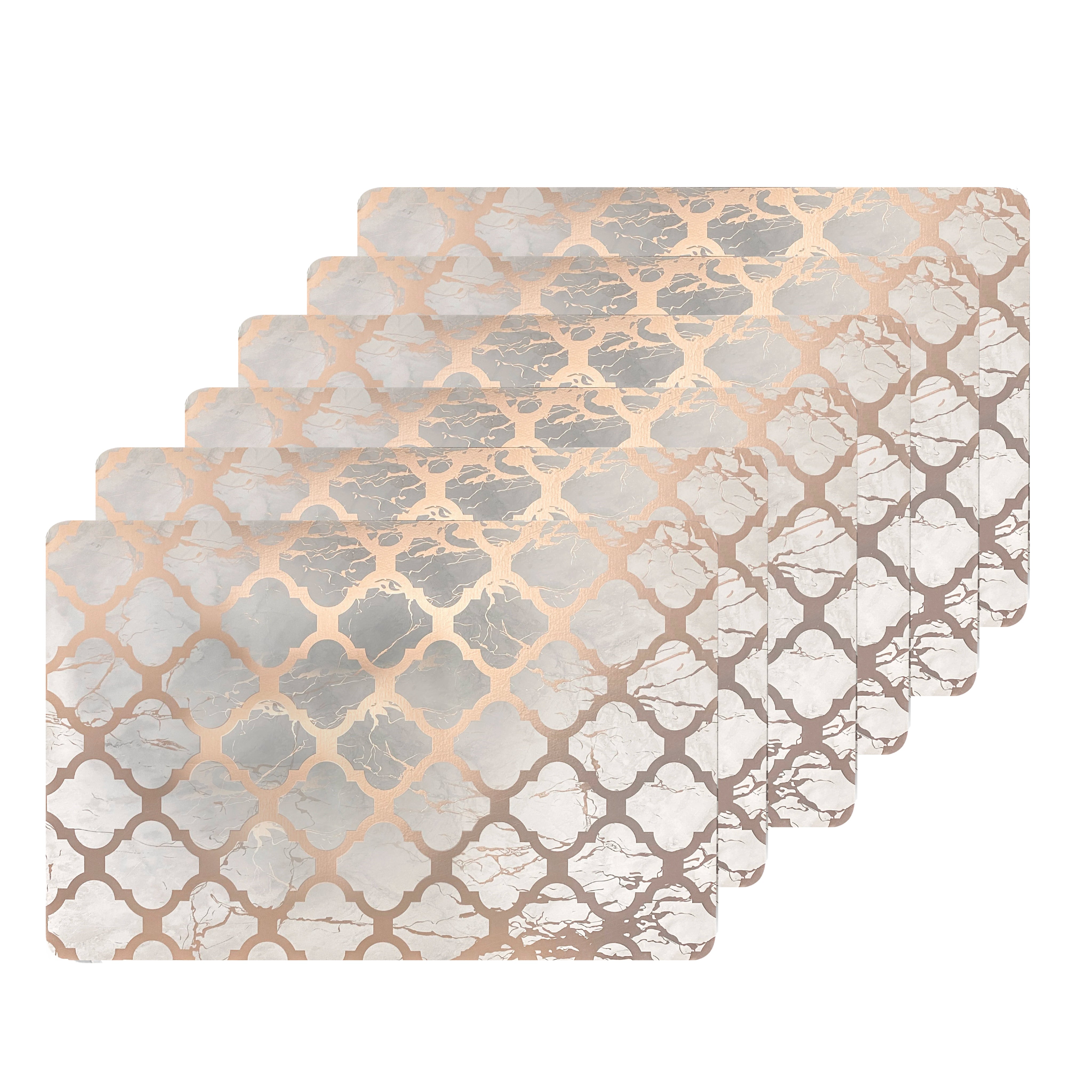 Dainty Home Marble Cork Foil Printed Marble Granite Designed Thick Cork Textured 12" x 18" Rectangular Placemats