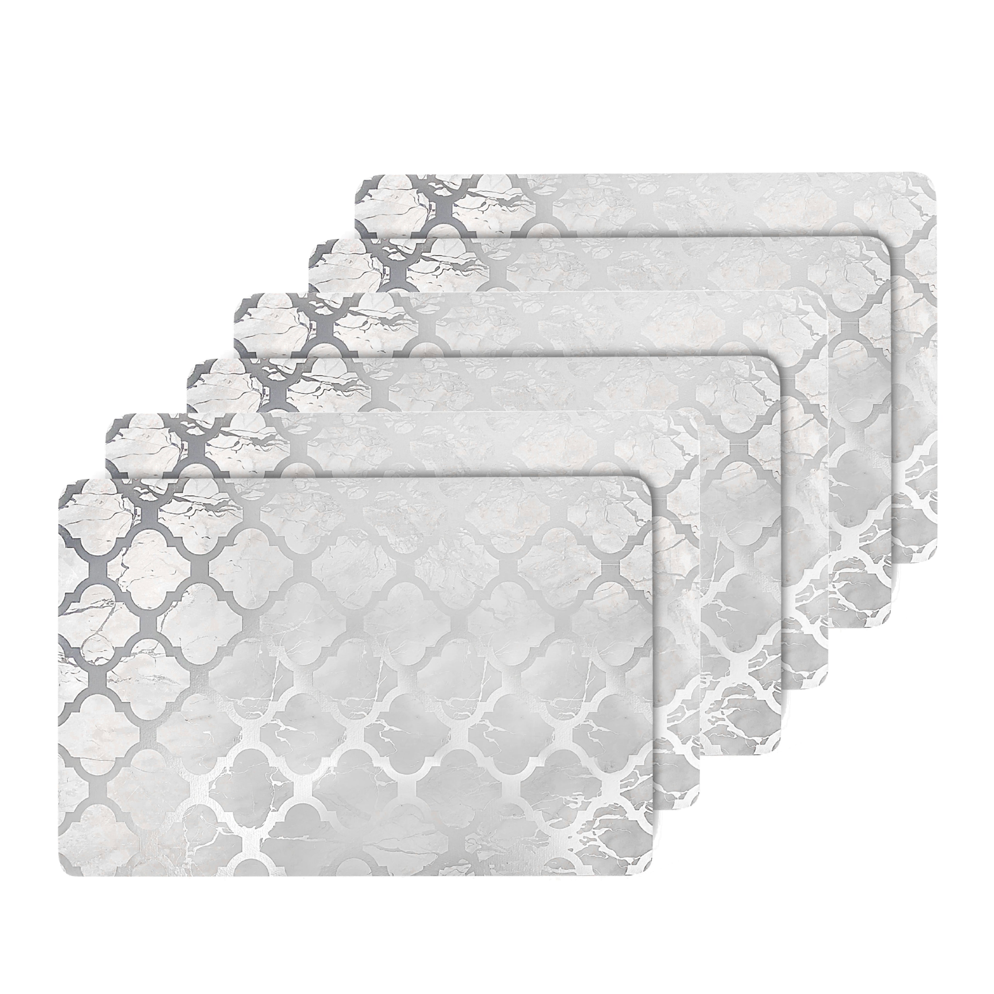 Dainty Home Marble Cork Foil Printed Marble Granite Designed Thick Cork Textured 12" x 18" Rectangular Placemats