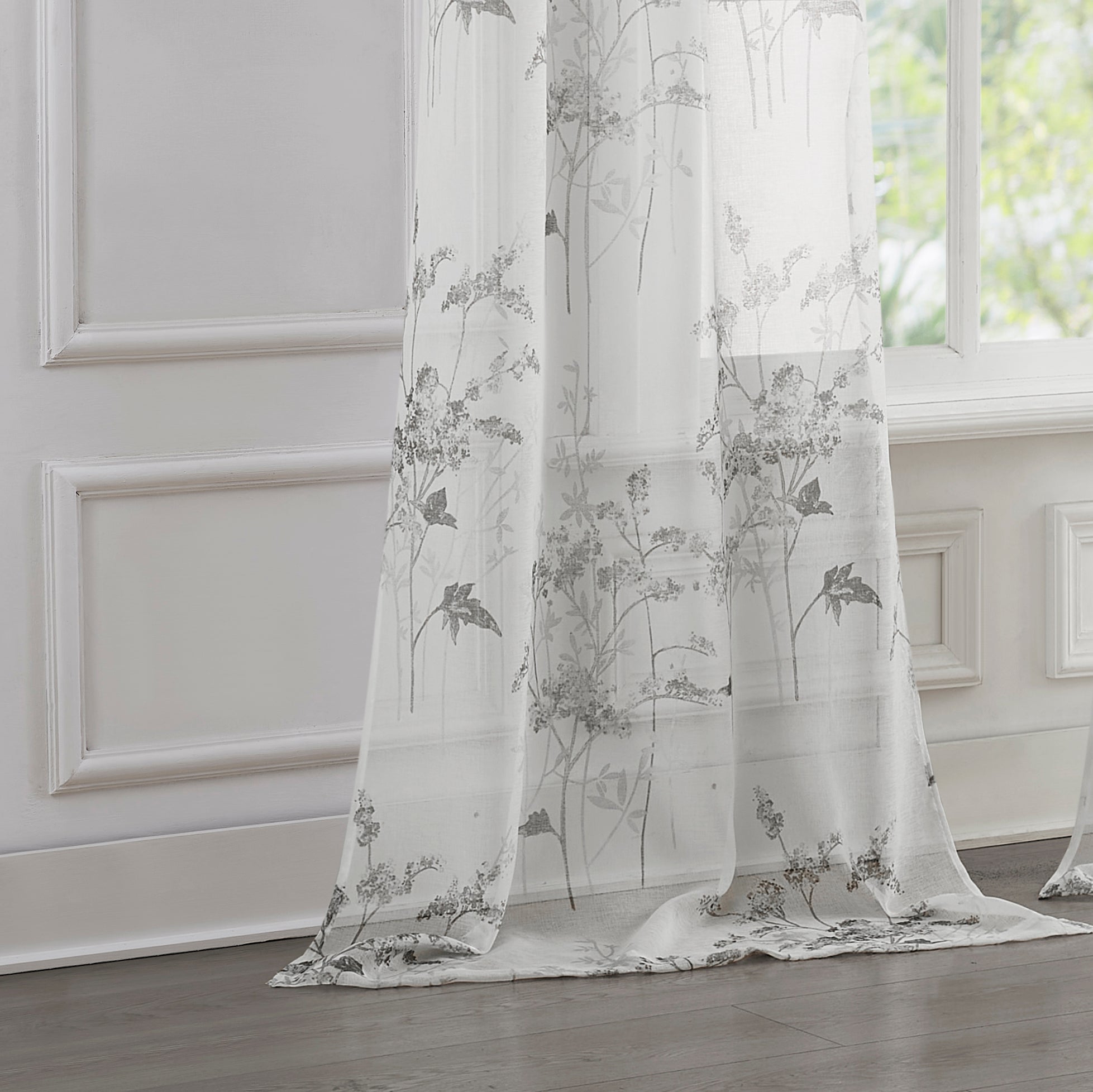 Dainty Home Jessica 2-Pack Linen Textured Metallic Light Filtering Grommet Curtain Panel Pair