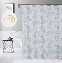 Load image into Gallery viewer, Dainty Home Jacqueline Linen Textured Metallic Fabric Shower Curtain with 12 Matching Hooks 70" x 72"
