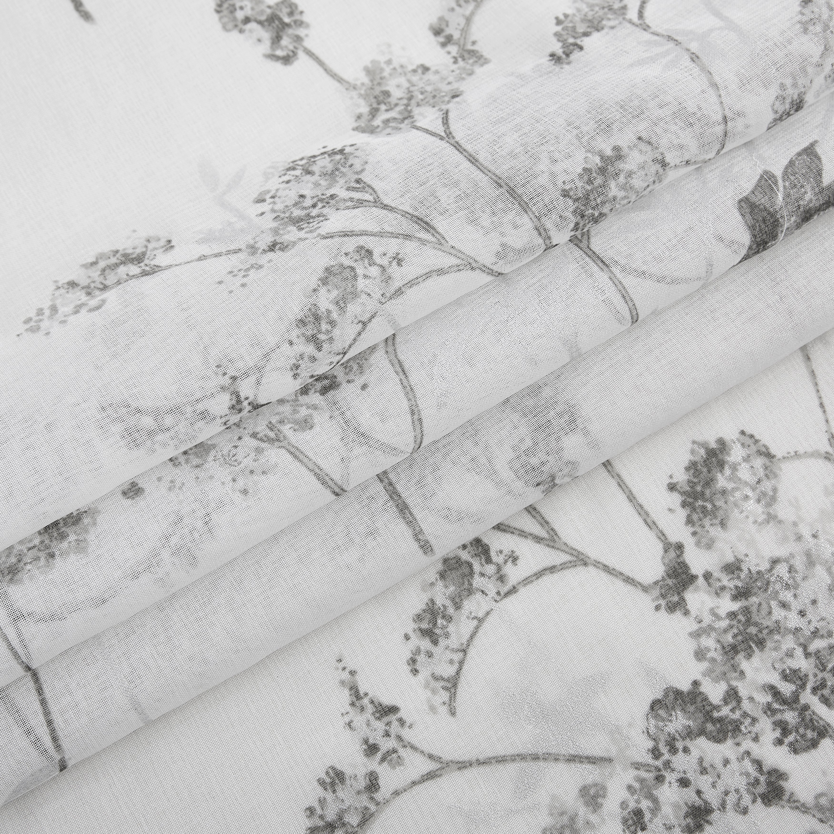 Dainty Home Jessica Linen Textured Metallic Fabric Shower Curtain with 12 Matching Hooks 70" x 72"