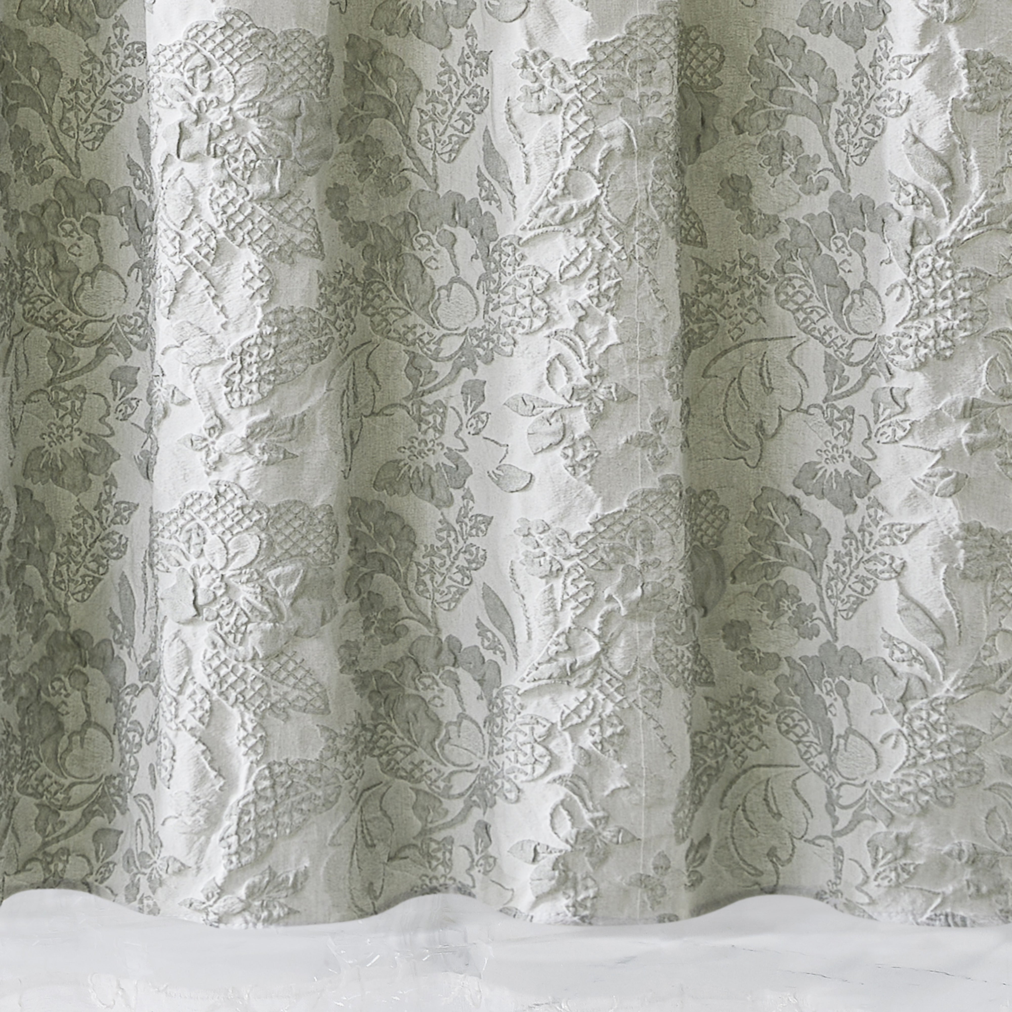 Dainty Home Anais Heavy Sculpted Jacquard Floral Textured Polyester Fabric Shower Curtain, 72" x 72"