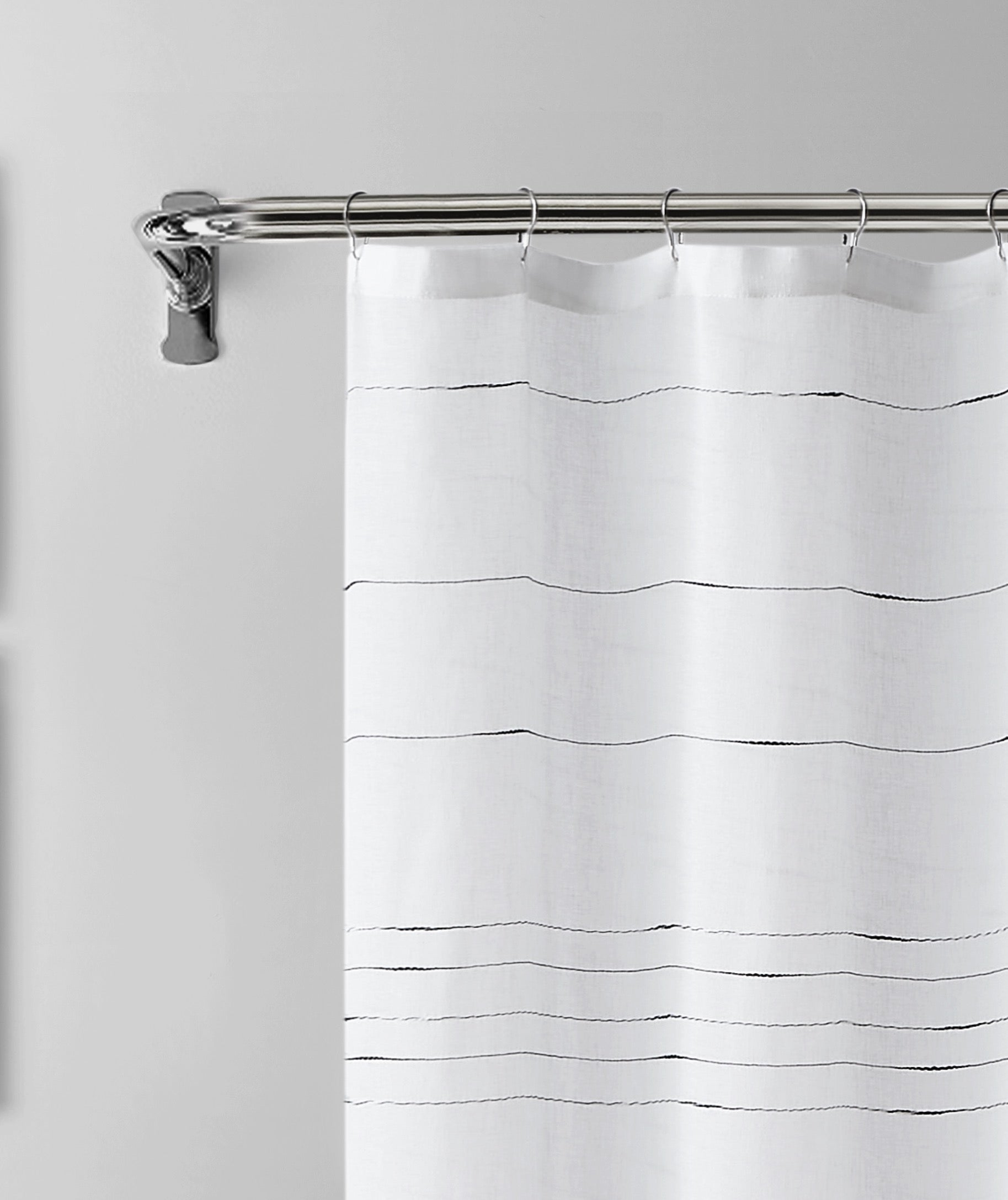 Dainty Home Lisa 3D Linen Textured Weaved Linen Look Striped Designed Fabric Shower Curtain