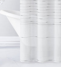 Load image into Gallery viewer, Dainty Home Lisa 3D Linen Textured Weaved Linen Look Striped Designed Fabric Shower Curtain

