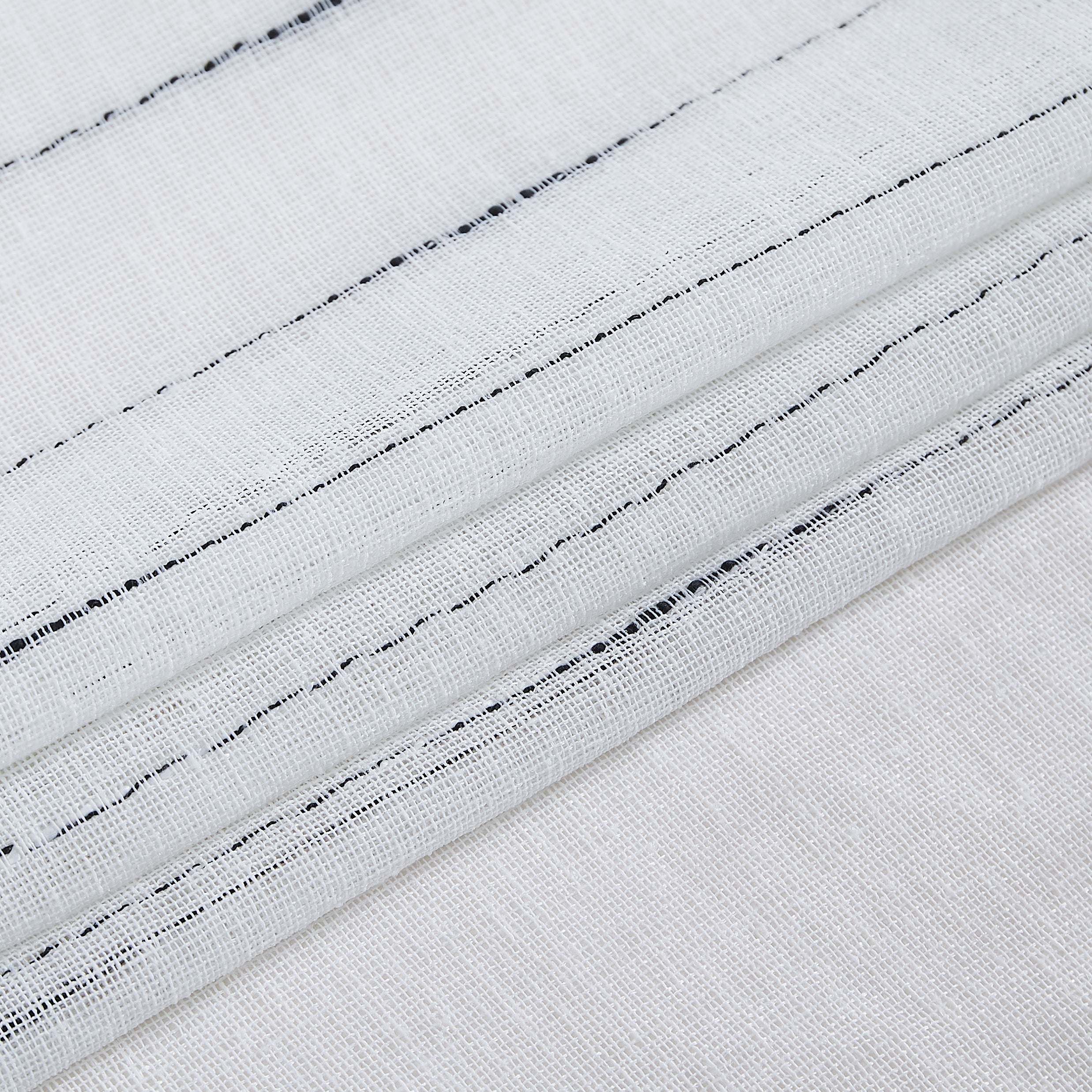 Dainty Home Lisa 3D Linen Textured Weaved Linen Look Striped Designed Fabric Shower Curtain