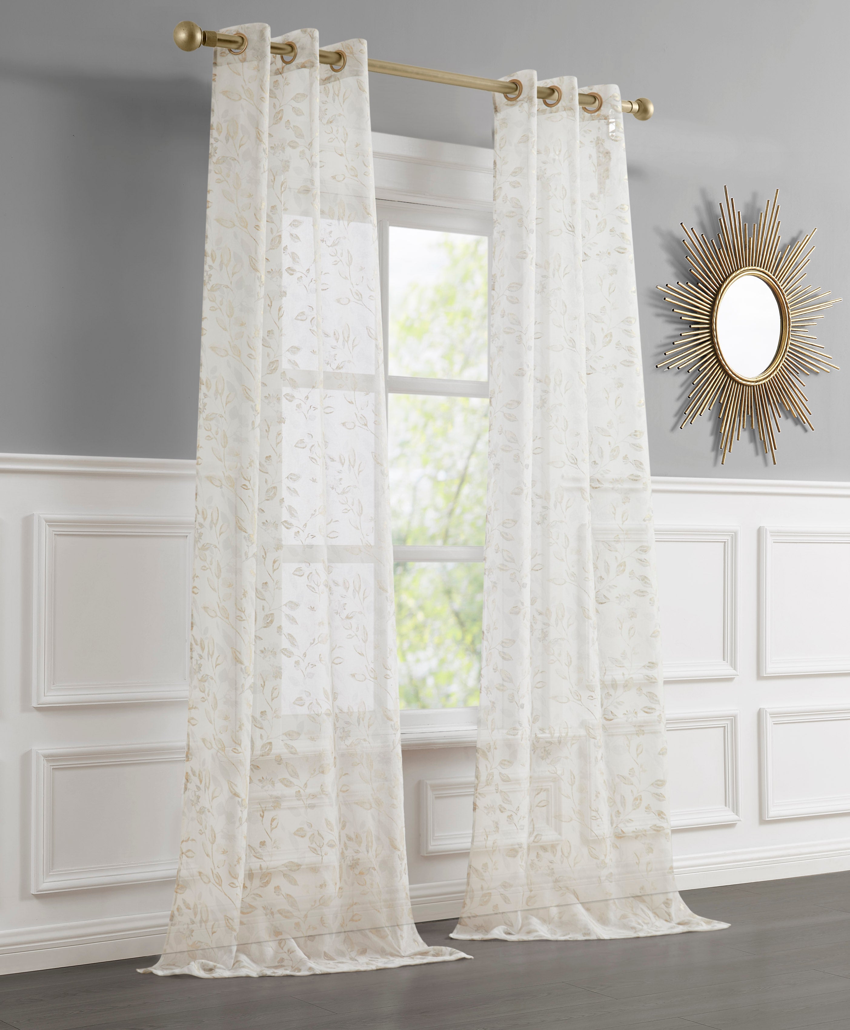 Dainty Home Cecily Linen Textured Metallic Light Filtering Grommet Curtain Panel Pair
