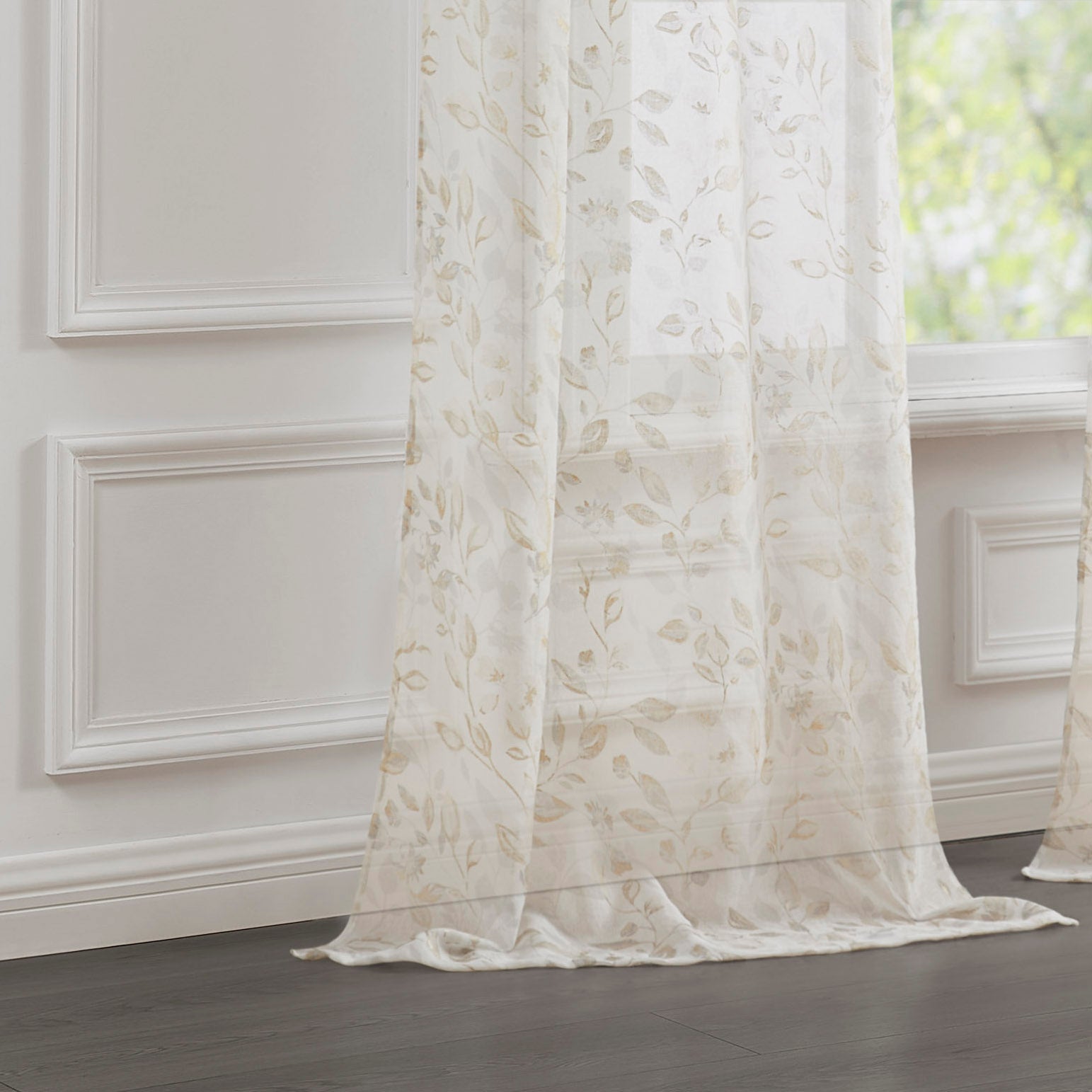 Dainty Home Cecily Linen Textured Metallic Light Filtering Grommet Curtain Panel Pair