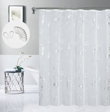 Load image into Gallery viewer, Dainty Home Chloe Linen Textured Metallic Fabric Shower Curtain with 12 Matching Hooks 70" x 72"
