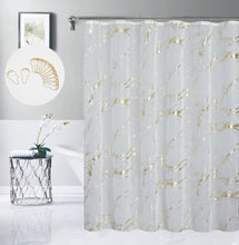 Load image into Gallery viewer, Dainty Home Chloe Linen Textured Metallic Fabric Shower Curtain with 12 Matching Hooks 70" x 72"

