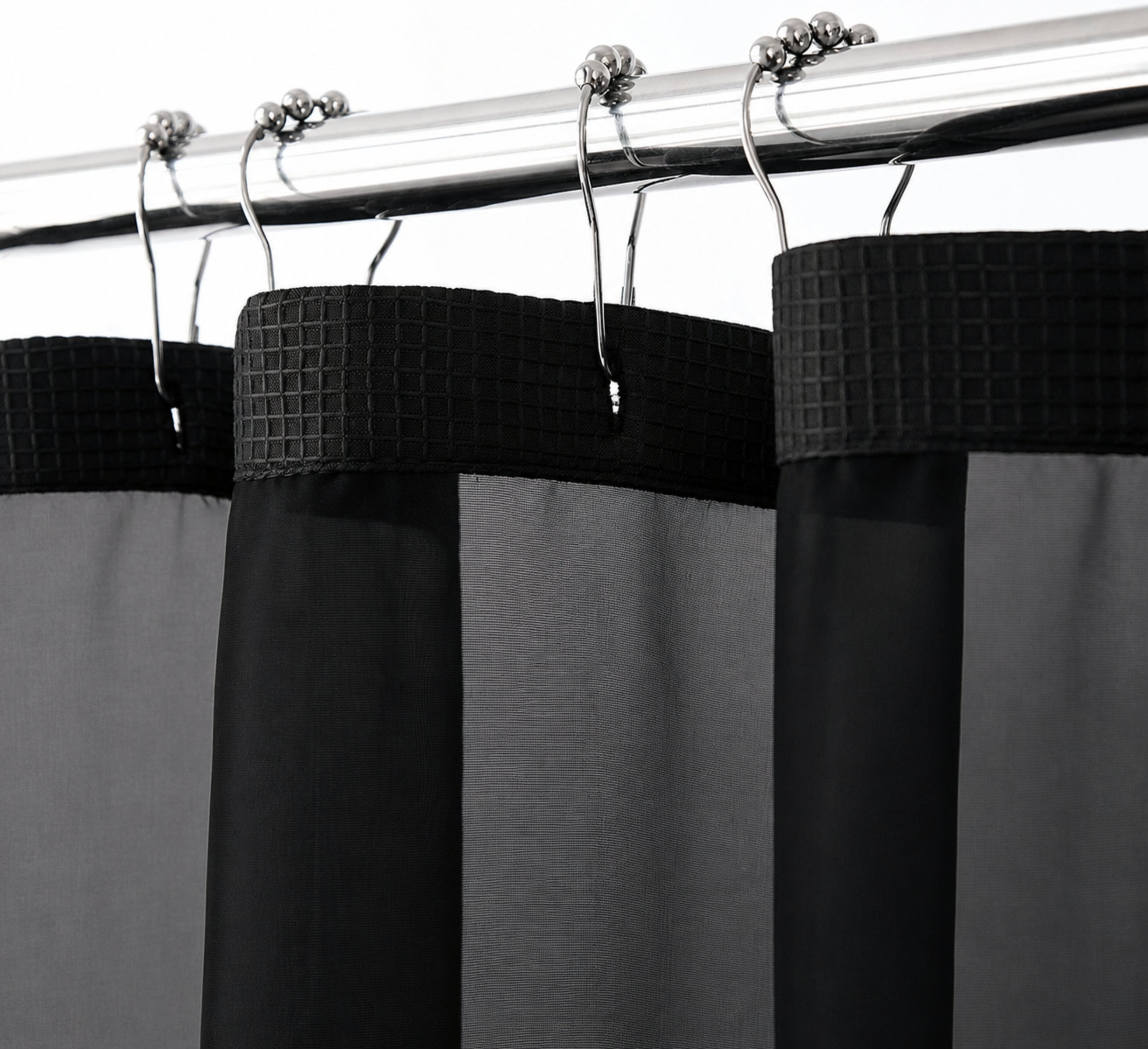Dainty Home Complete 2 in 1 Waffle Weave Hotel Spa Style Fabric Shower Curtain Snap On/Off Waterproof Detachable Liner Set
