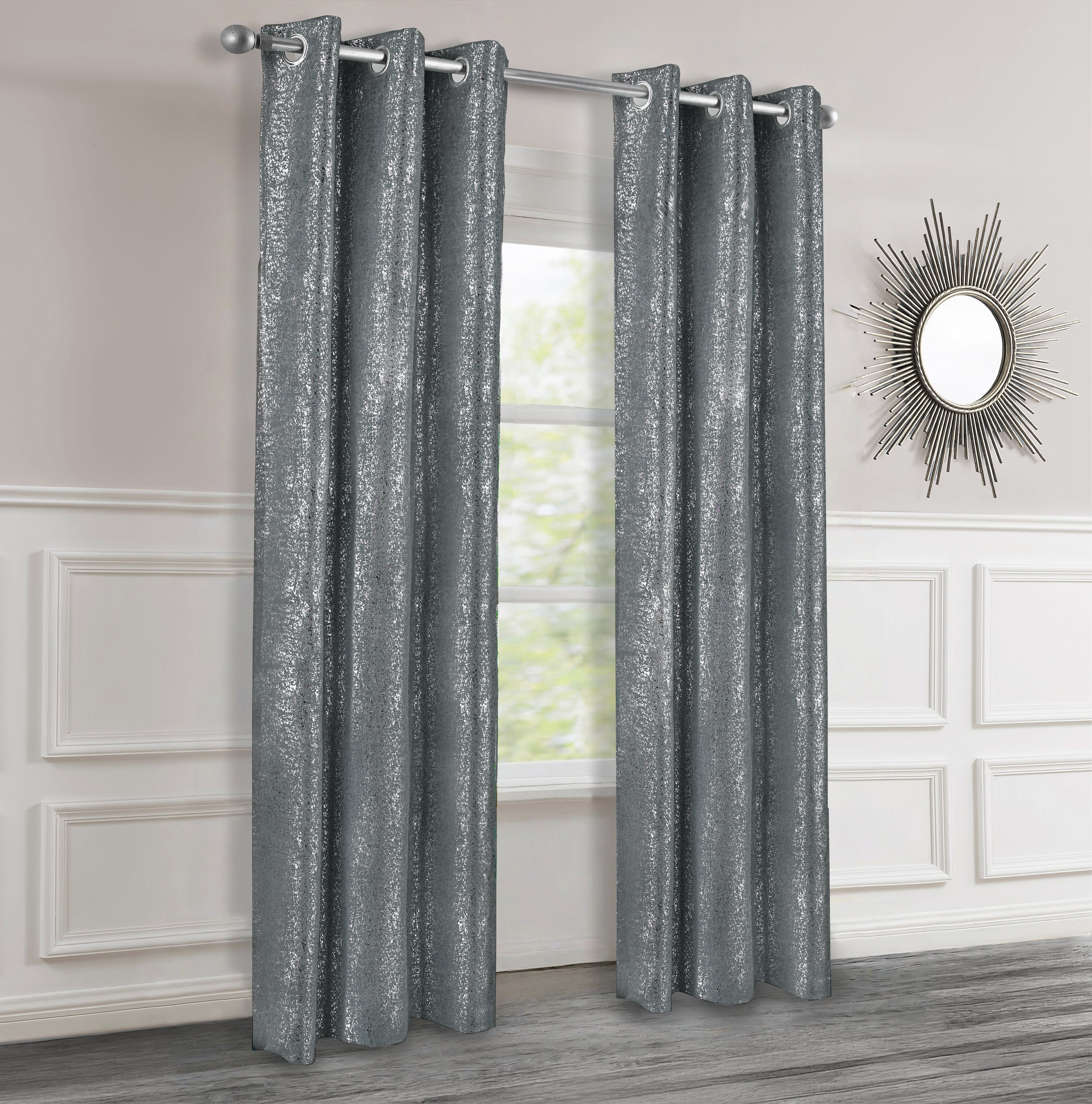 Dainty Home Artistic 3D Lurex Textured Thermal Insulated Blackout Grommet Panel Pair
