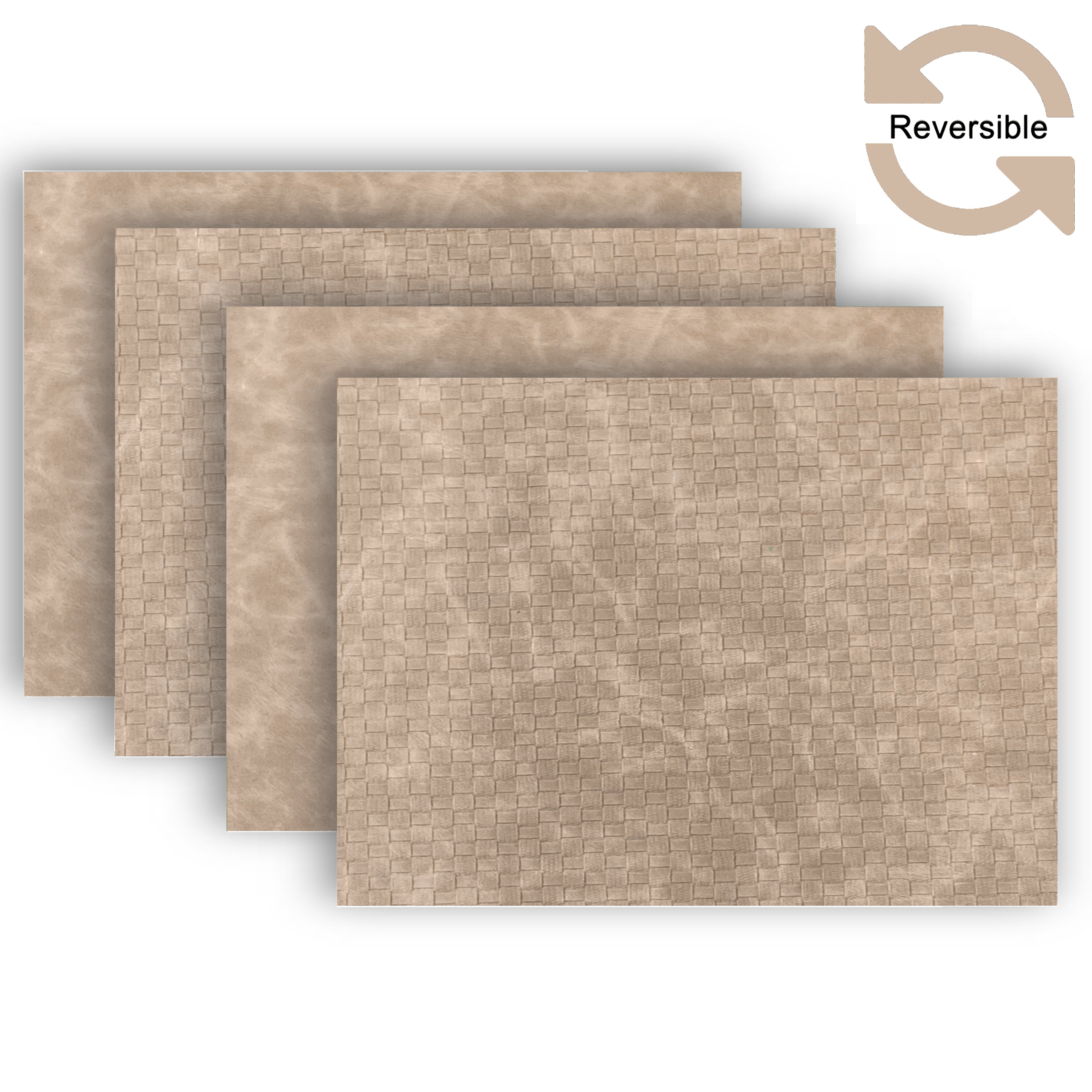 Dainty Home Sorento Faux Leather Reversible 2 Pattern 12" x 18" Rectangular Placemat Set Of 4