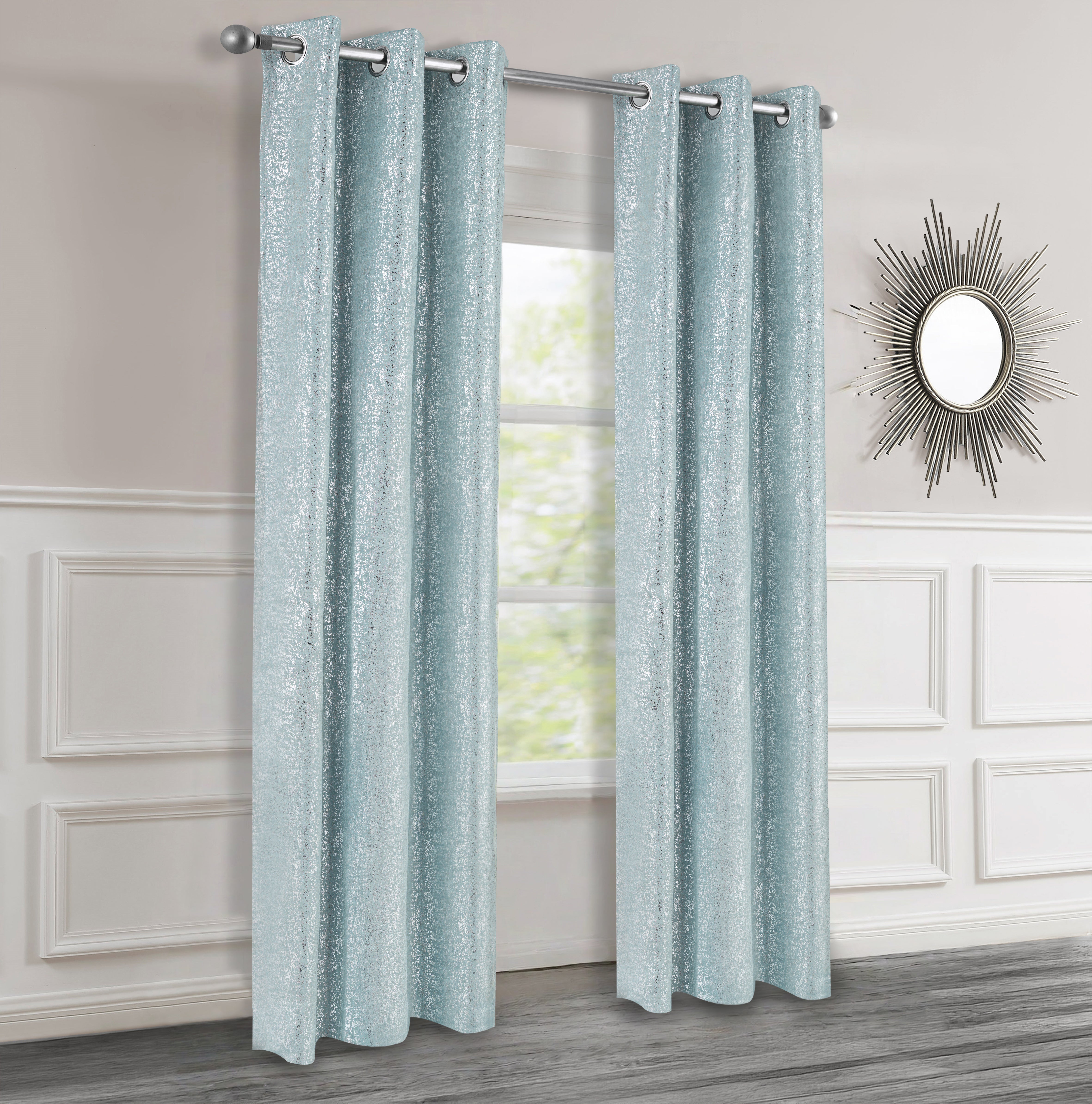 Dainty Home Artistic 3D Lurex Textured Thermal Insulated Blackout Grommet Panel Pair