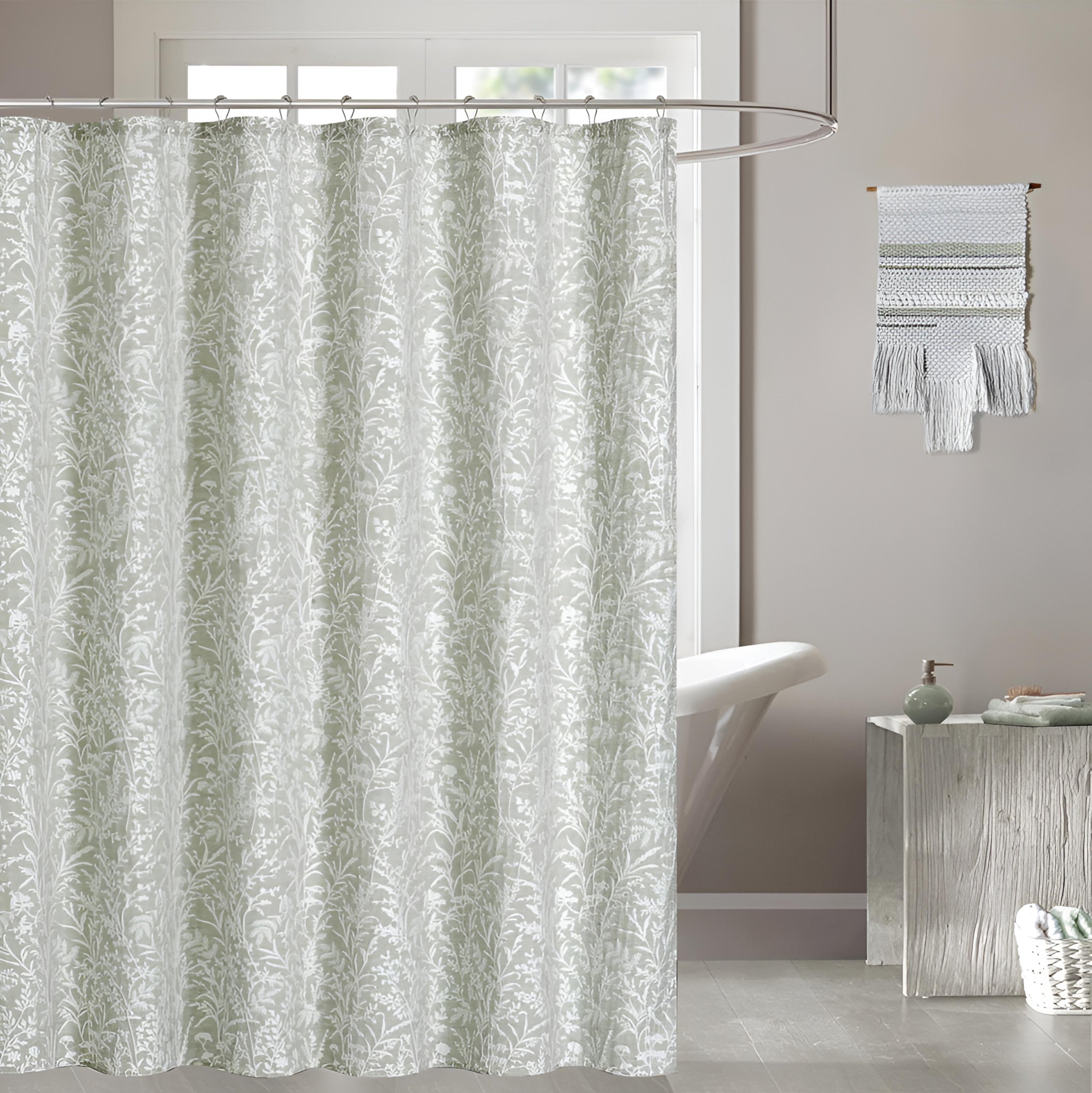 Dainty Home Elise Botanical Textured Soft Polyester Fabric Shower Curtain, 72" x 72"