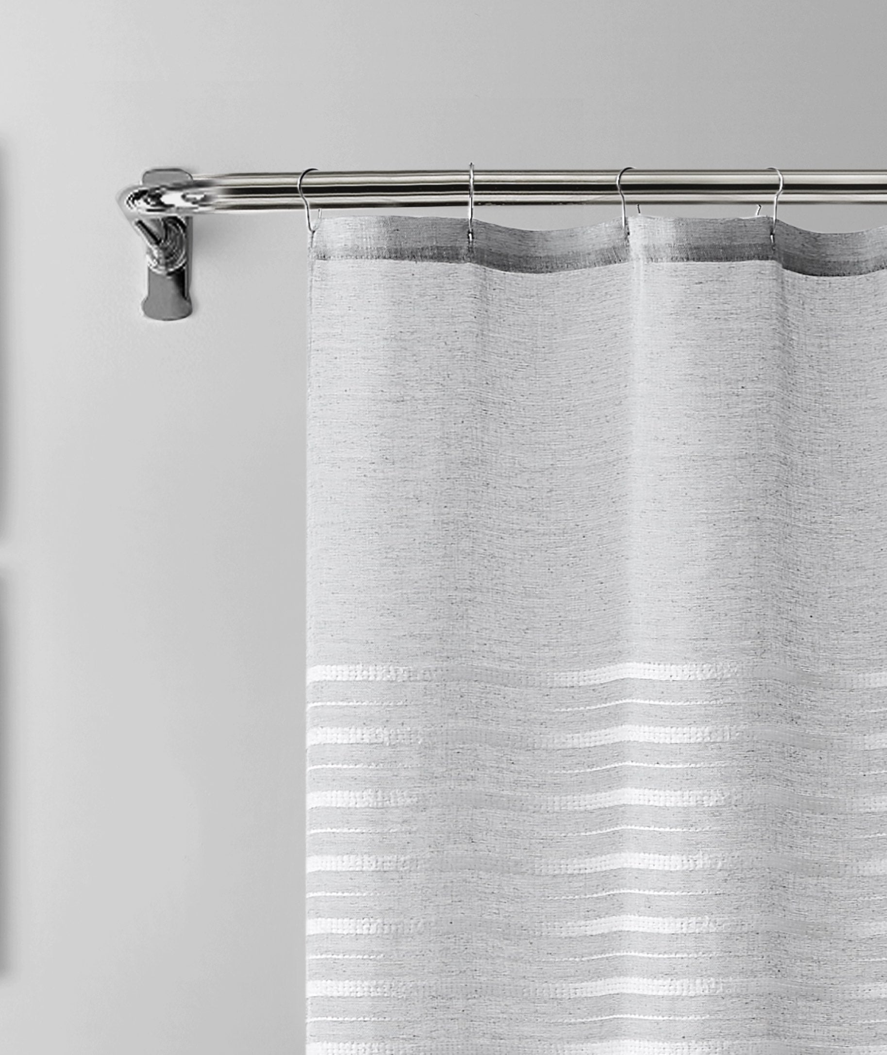 Dainty Home Daniella 3D Solid Linen Look Textured Striped 3D Chenille Designed Fabric Shower Curtain