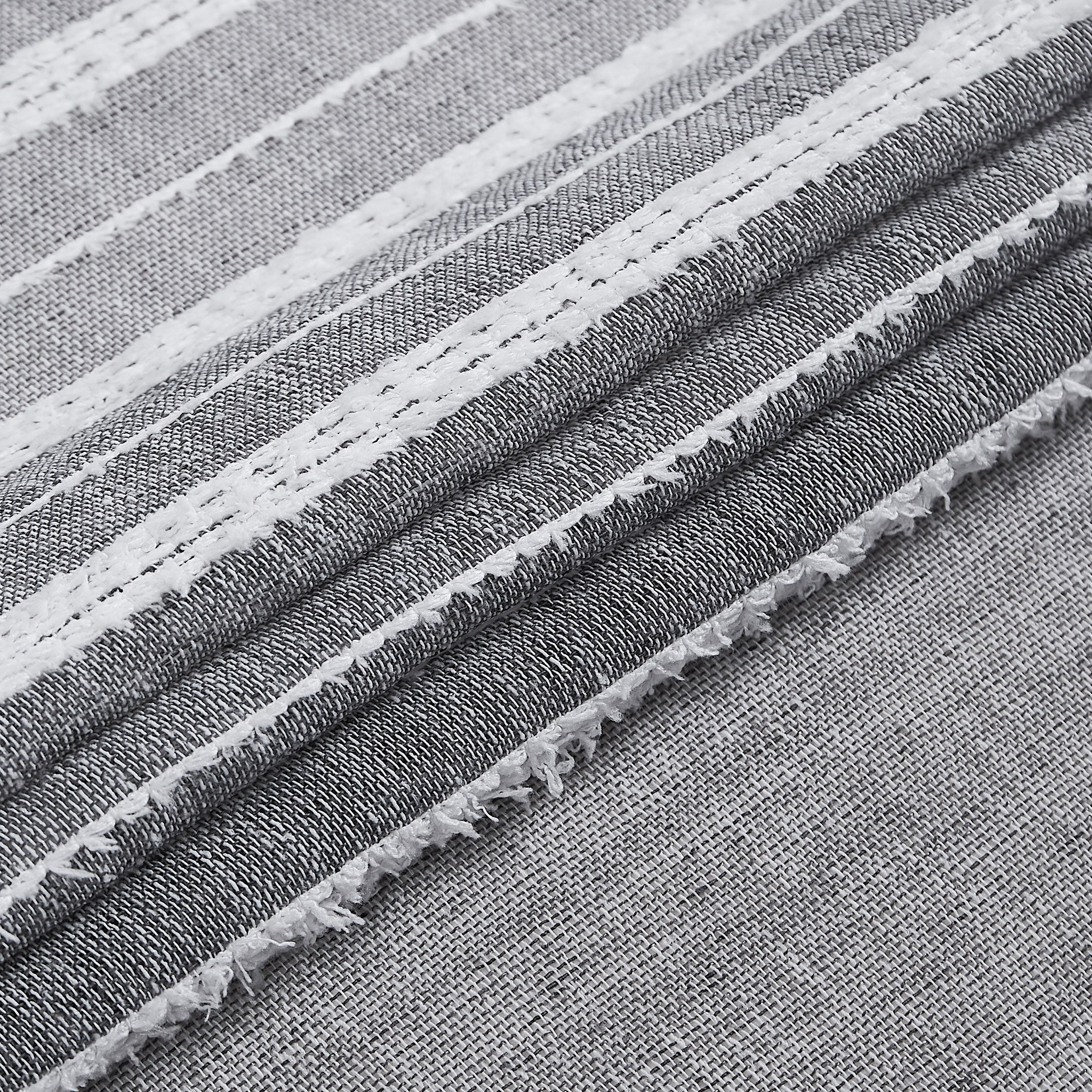Dainty Home Daniella 3D Solid Linen Look Textured Striped 3D Chenille Designed Fabric Shower Curtain