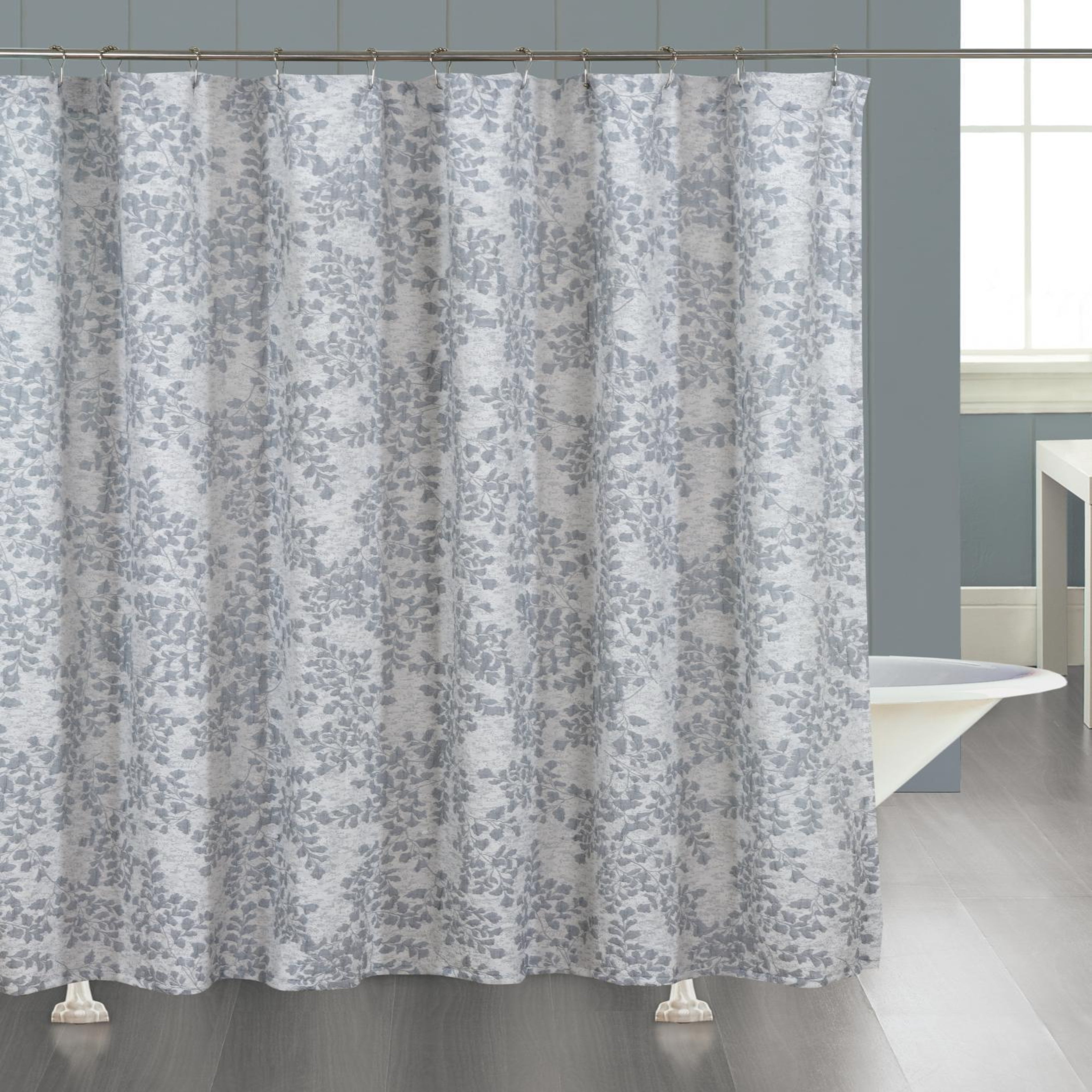 Dainty Home Heather Woven Leaf Jacquard Soft Polyester Textured Fabric Shower Curtain, 72" x 72"
